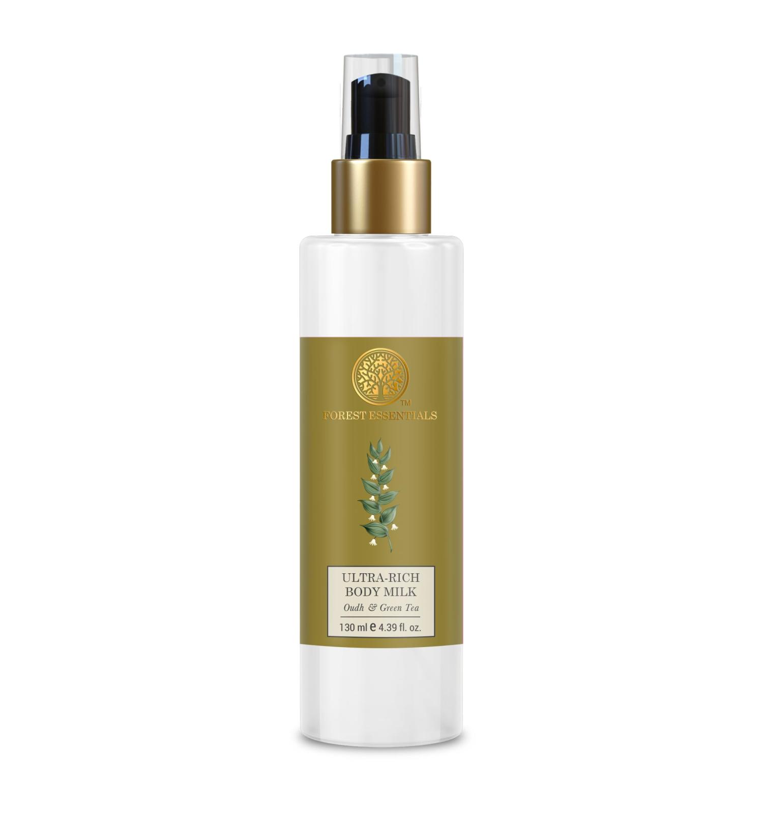 Buy Forest Essentials Ultra-Rich Body Milk Oudh & Green Tea 130ml - Nourishing Body Lotion for Glowing Skin | International Shipping Available - Buy Online on GoSupps.com