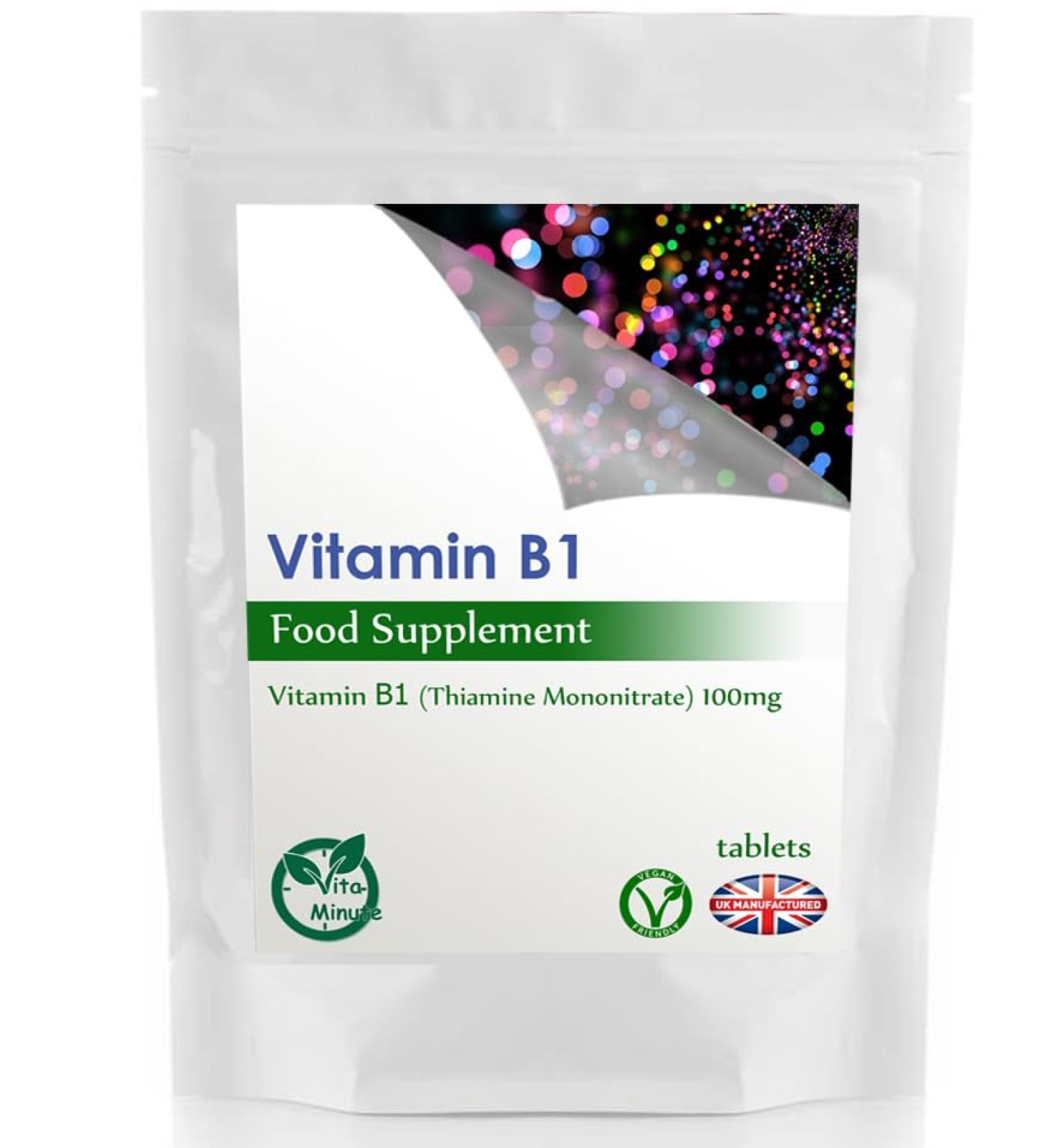 Vitamin B1 Thiamine 100mg Tablets | Heart Immune and Psychological Function & Energy Release (Pack of 180)