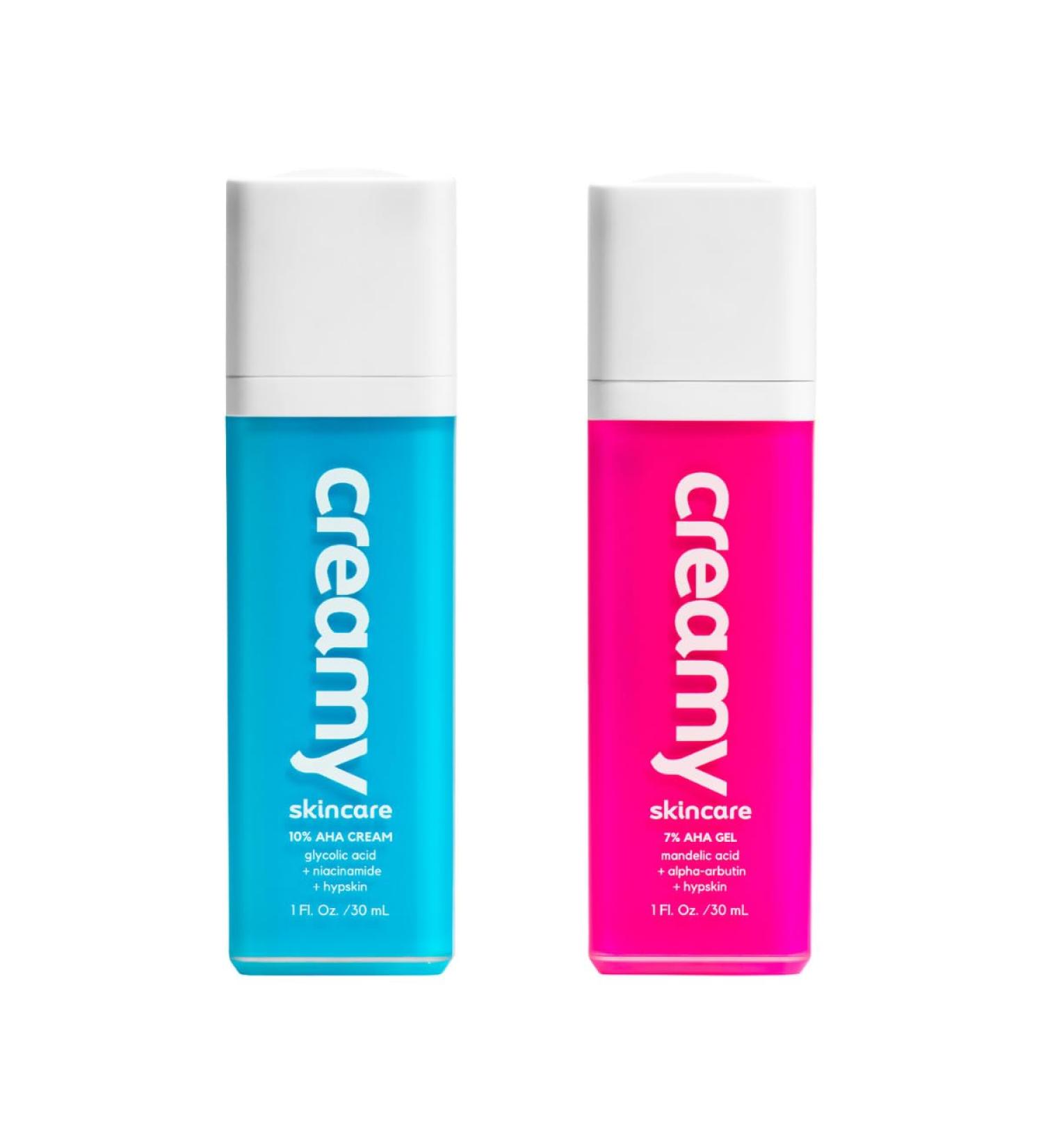 Creamy Skin Transforming Combo | Creamy Skincare 10% Glycolic Moisturizer + Creamy Skincare Blemish Control 7% Mandelic Gel | Acne and Dark Spot Remover for Face | Nourishing and Hydrating Cream. - Buy Online on GoSupps.com