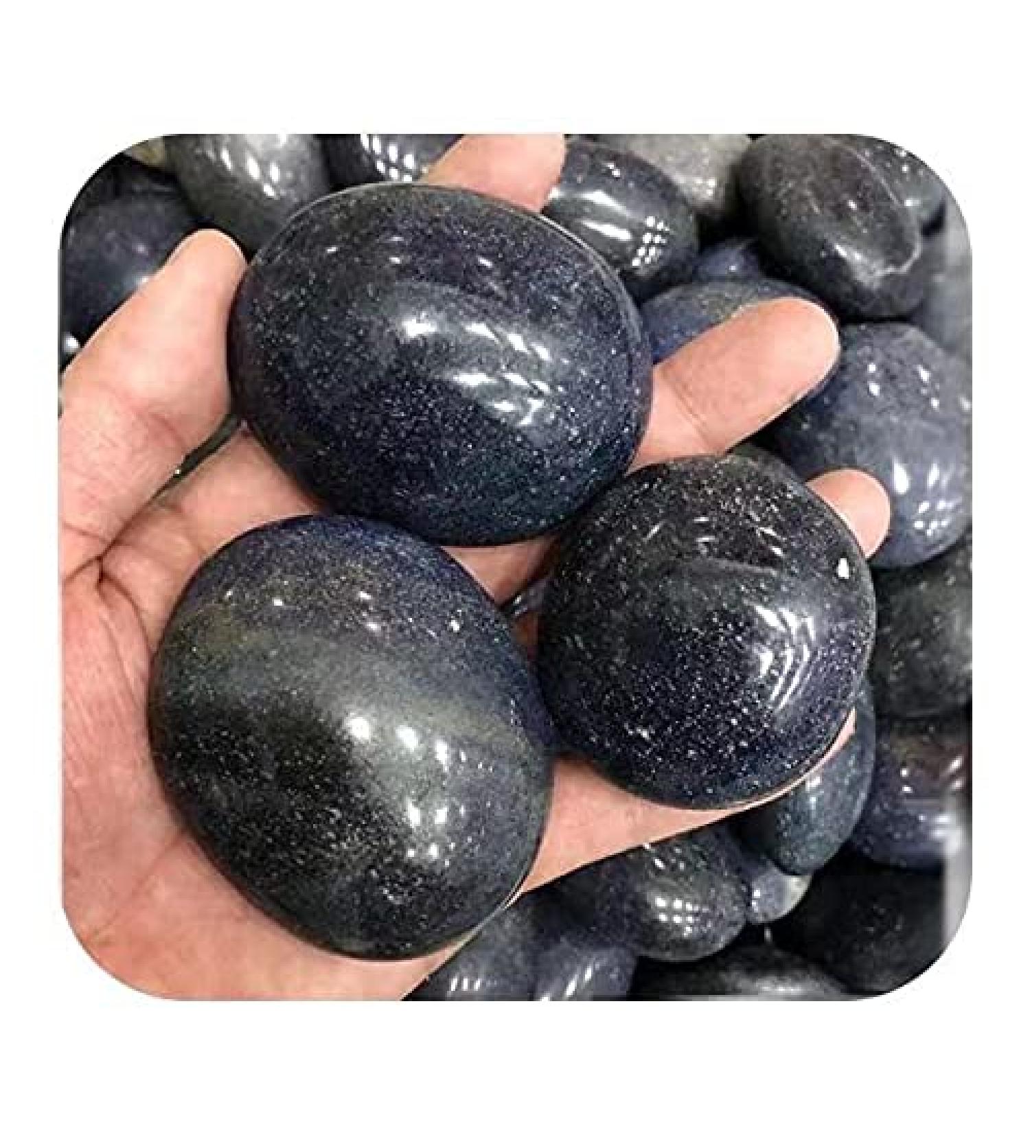 55mm-65mm Natural Oval Shape Quartz Palm Size Blue Sand Crystals Stones 1pc Chakra Reiki Balancing - Buy Online on GoSupps.com