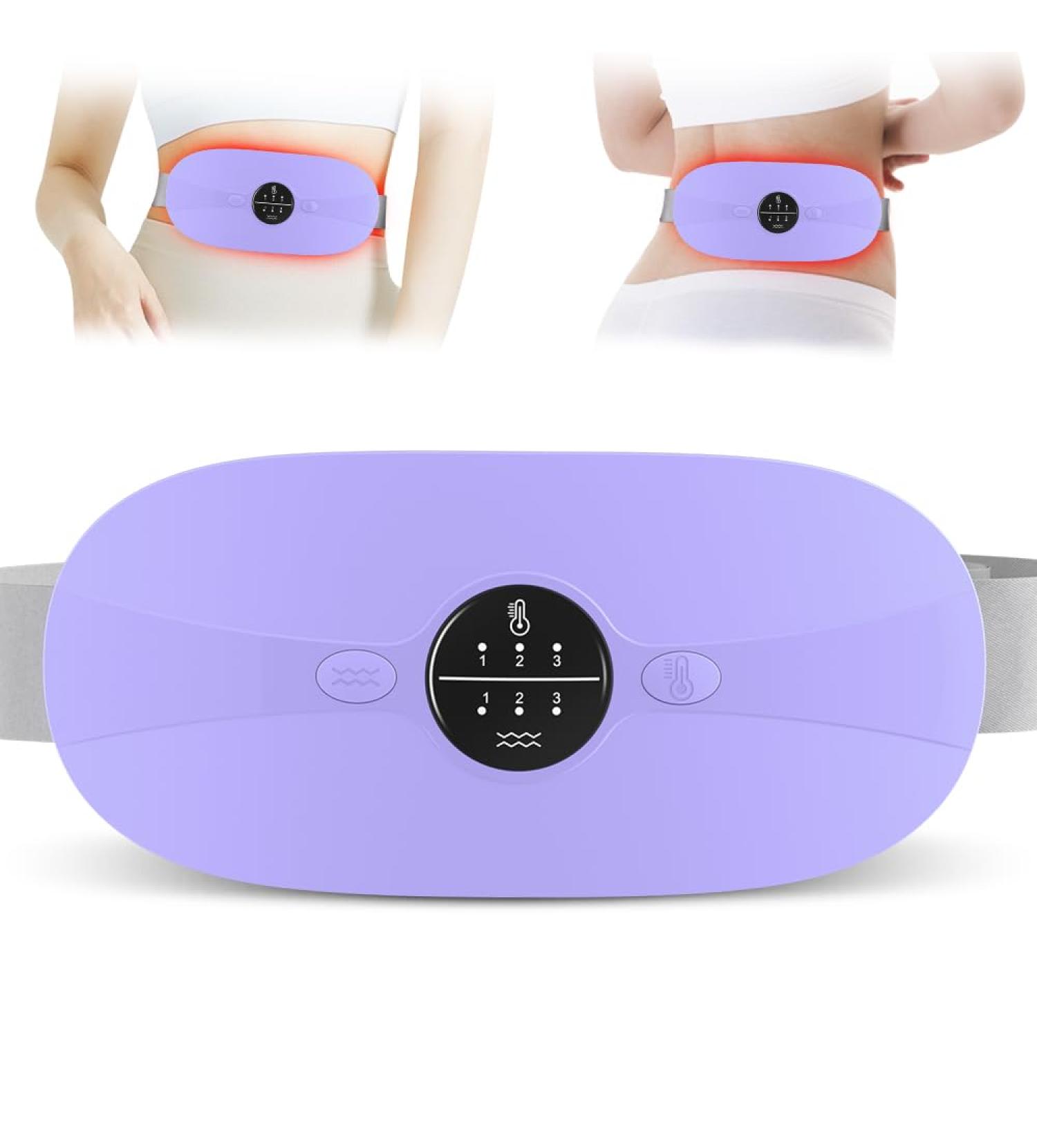 Adjustable Heating Belt for Period Pain Relief | Portable Heat Pillows with 3 Modes - Purple - Buy Online on GoSupps.com