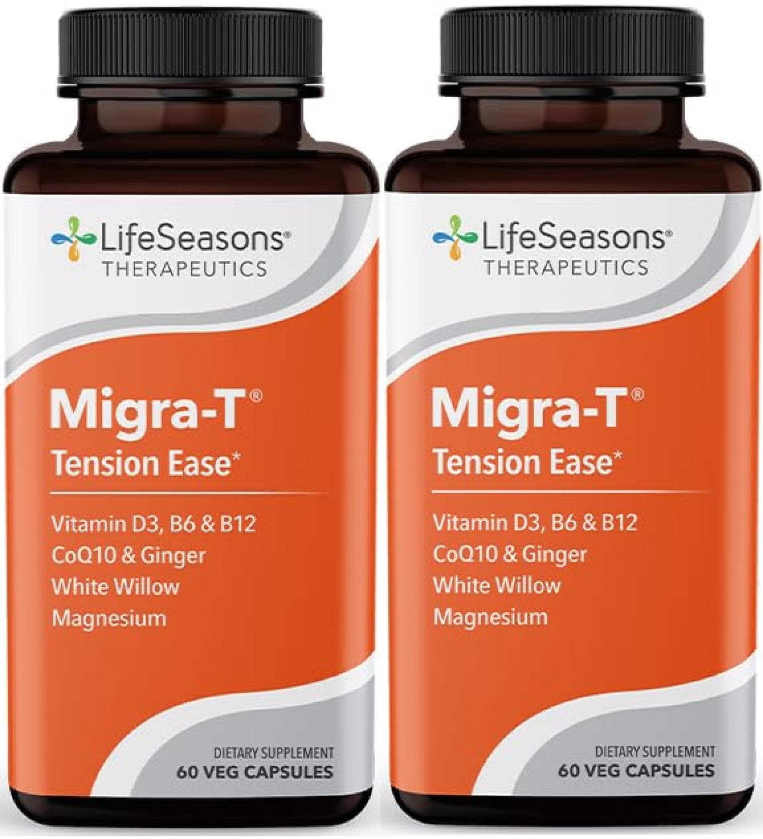 LifeSeasons Migra T - White Willow Bark, Magnesium, CoQ10 & Ginger - 60 Count (Pack of 2) 30 Count (Pack of 2) - Buy Online on GoSupps.com