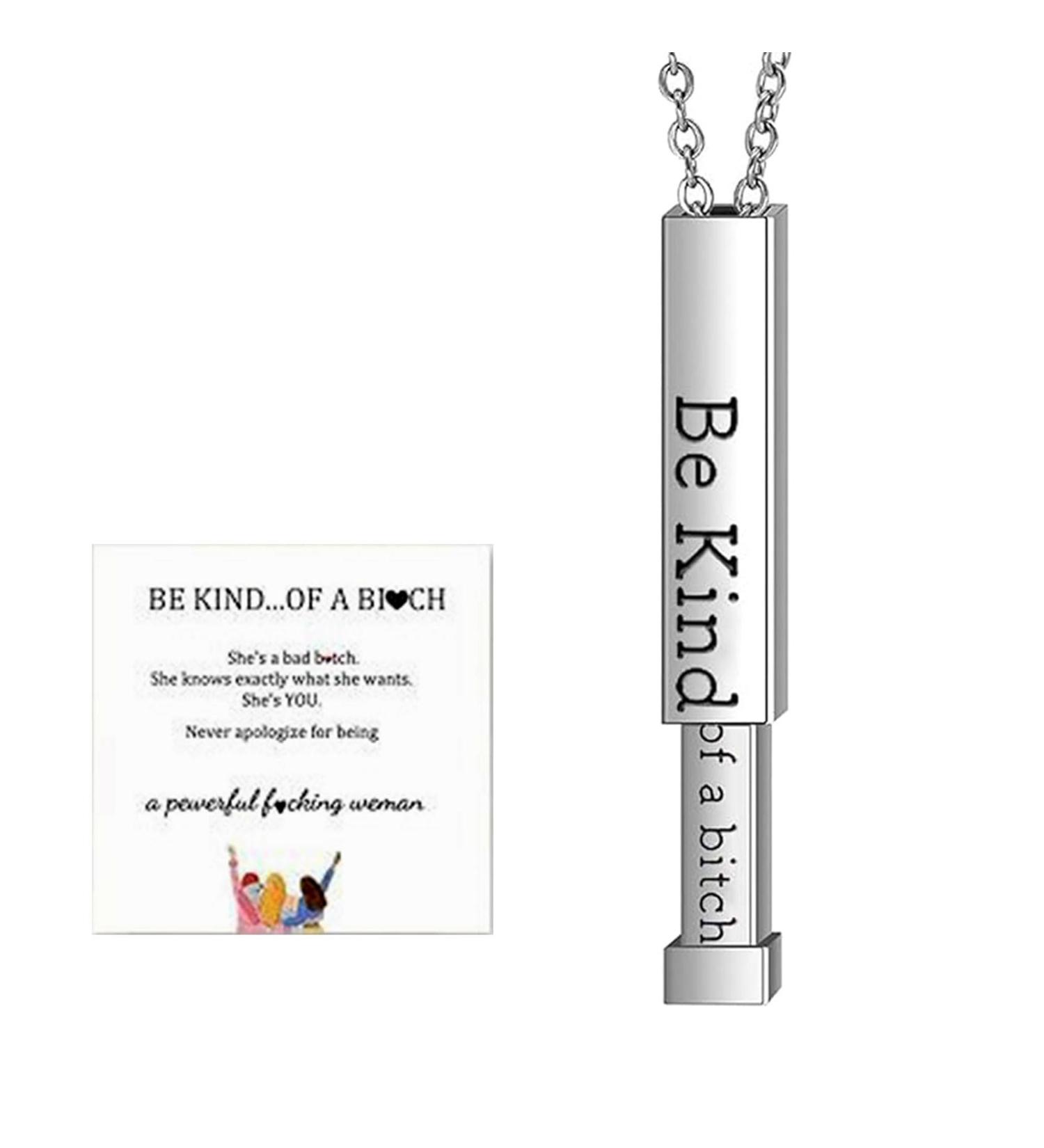 Oralgos Engraved Vertical Trailer Necklace | Hidden Message Collarbone Chain | Fashionable Silver Accessory & Unique Ornament - Buy Online on GoSupps.com