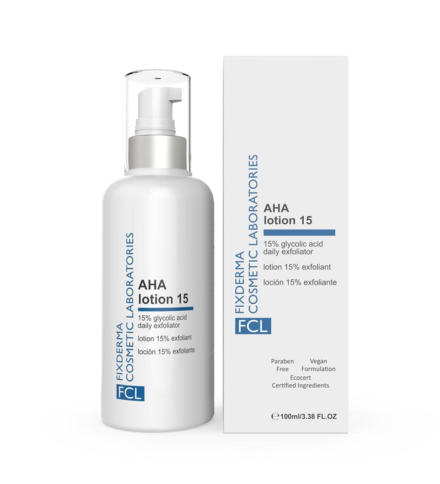 Fixderma FCL AHA Lotion 15 - Hydrating Peeling Lotion for Dry Itchy Skin | Paraben-Free 100ml for Younger Radiant Skin - Buy Online on GoSupps.com