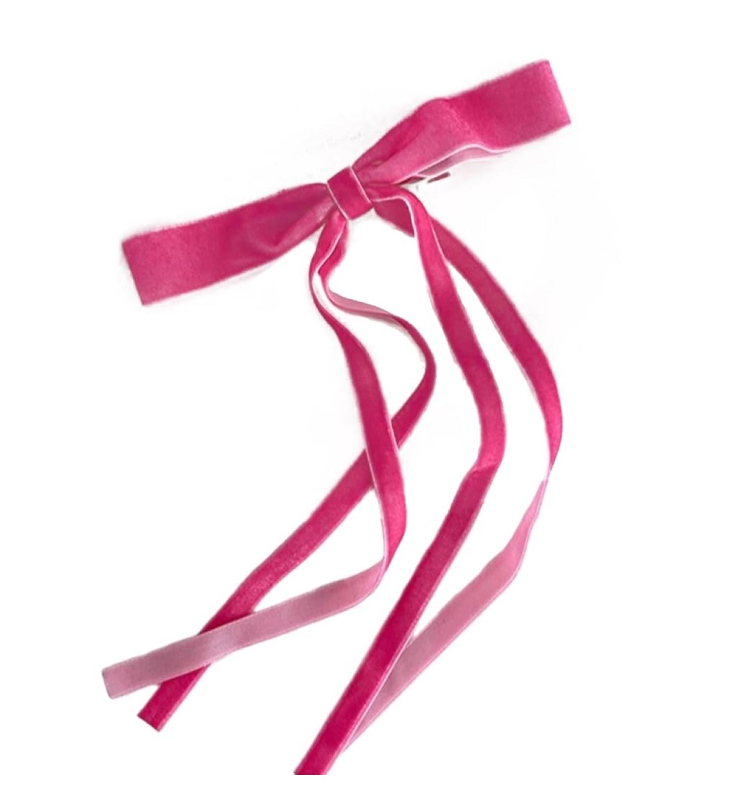 hgnxa Vintage Long Tassels Ribbon Velvets Bowknot Hair Side Clips Hair Accessories Headwear Party Jewelry for Women and Girls Rose red - Buy Online on GoSupps.com