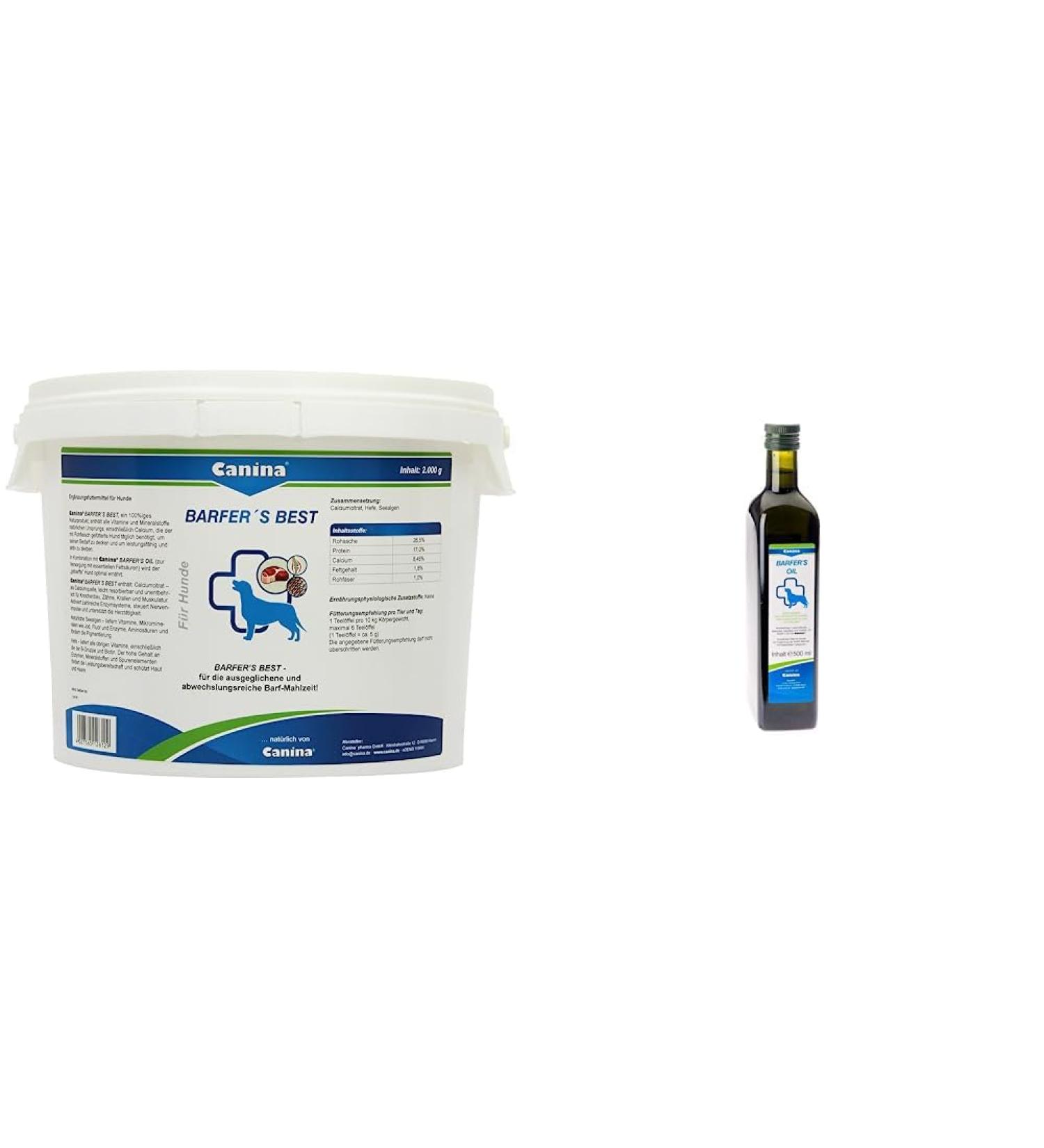 Canina Barfer's Best Dog Food Supplement & Pharma Barfer's Oil Bundle - 2 kg + 500 ml | Premium International Shipping - Buy Online on GoSupps.com