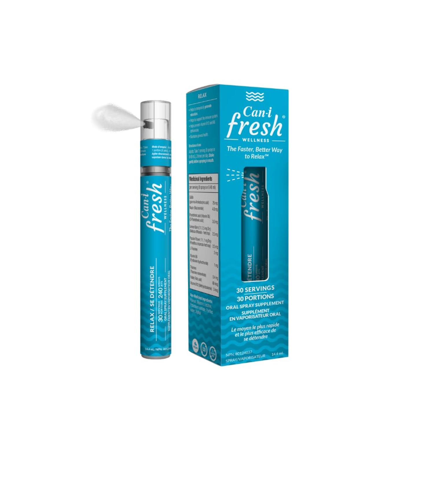 Supports Relaxation and Mood | Fast & Ready Vitamin Spray | Stress Relief & Calming for Adult | GABA Supplement with L-Theanine and Lemon Balm | Vegan | 30 Servings | Can-i Fresh by Can I Wellness Fresh 1 Pack - 30 Servings - Buy Online on GoSupps.com