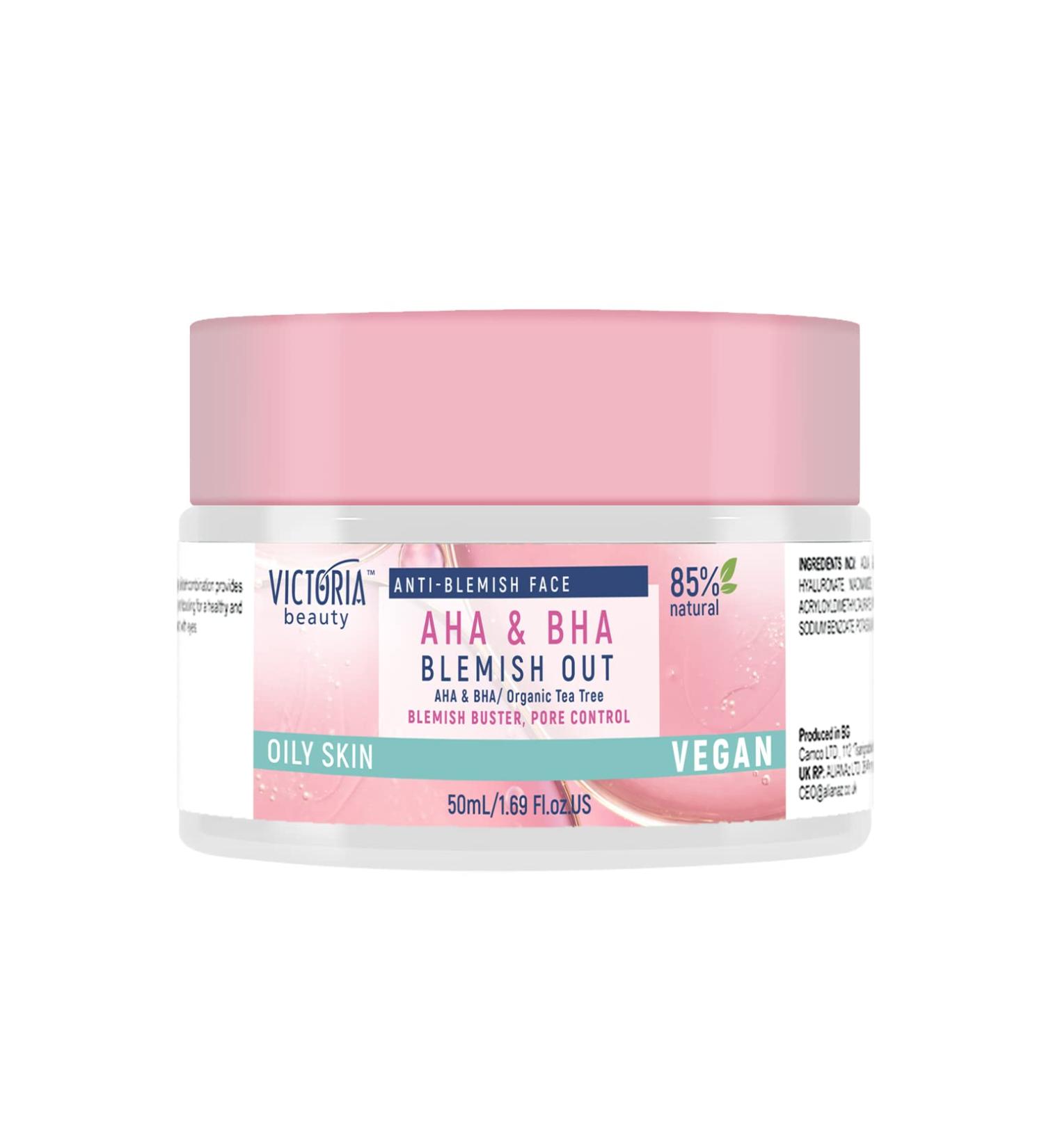 Victoria Beauty Blemish Out Tea Tree Cream - Pore Minimizer Dark Spot Remover for Face with AHA BHA Salicylic and Glycolic Acid - for Oily Skin - Vegan 87% Natural - Buy Online on GoSupps.com