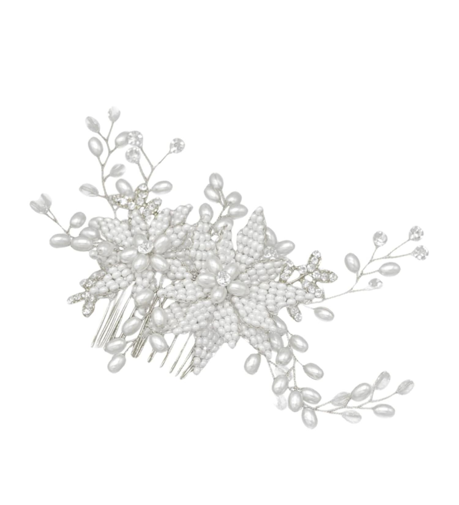 Housoutil Crystal Hair Clips Rhinestone Barrettes Pearl Hair Comb Diy Wedding Hair Accessories Bride Hairstyles Wedding Headpiece for Bride Wedding Hair Clips Crystal Hair Comb Women Hairpin - Buy Online on GoSupps.com