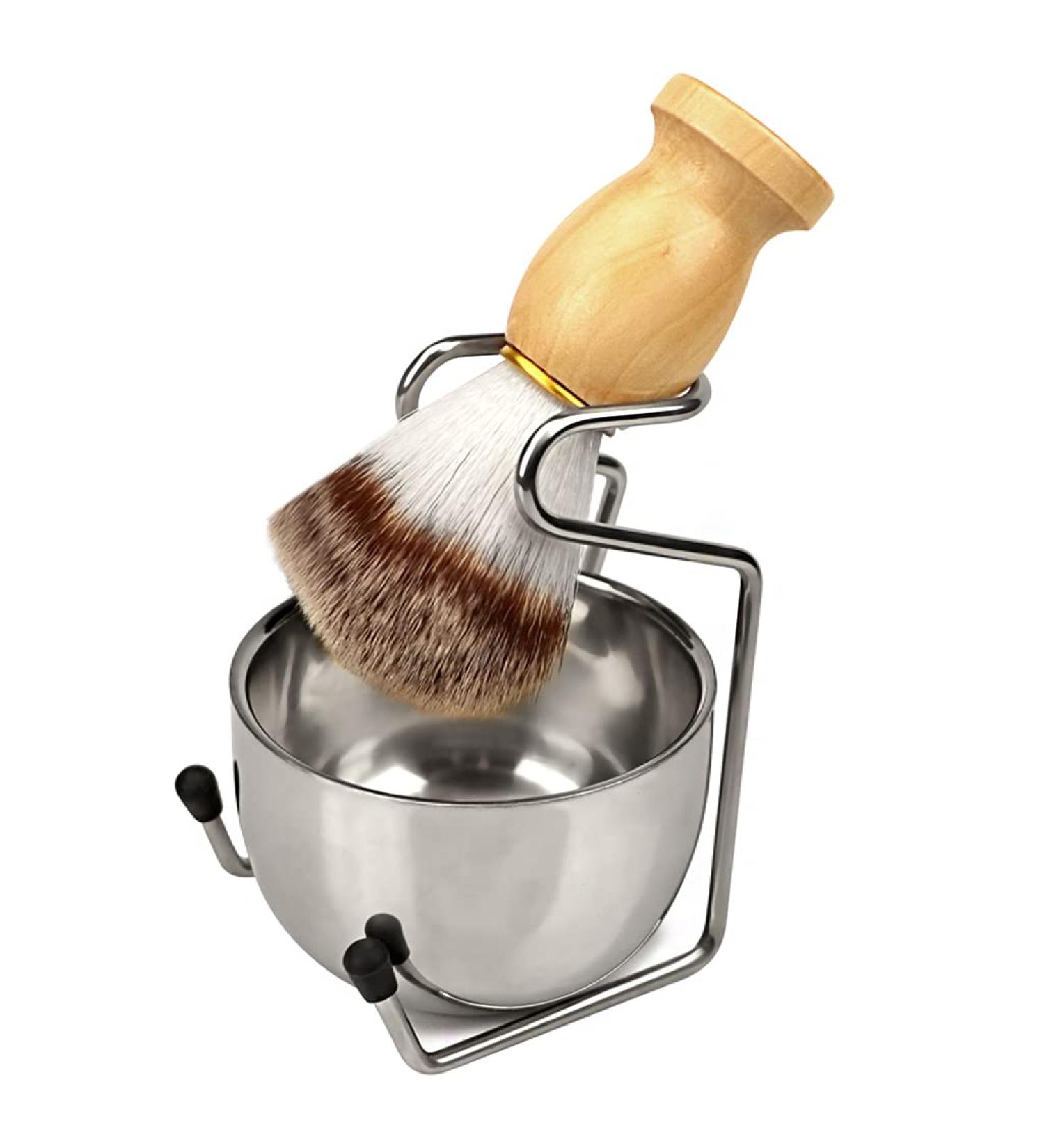 Sanbege 3 Pack Shaving Brush Set Wet Shaving Kit Stainless Steel Shaving Stand with Bowl and Brush for Men - Buy Online on GoSupps.com