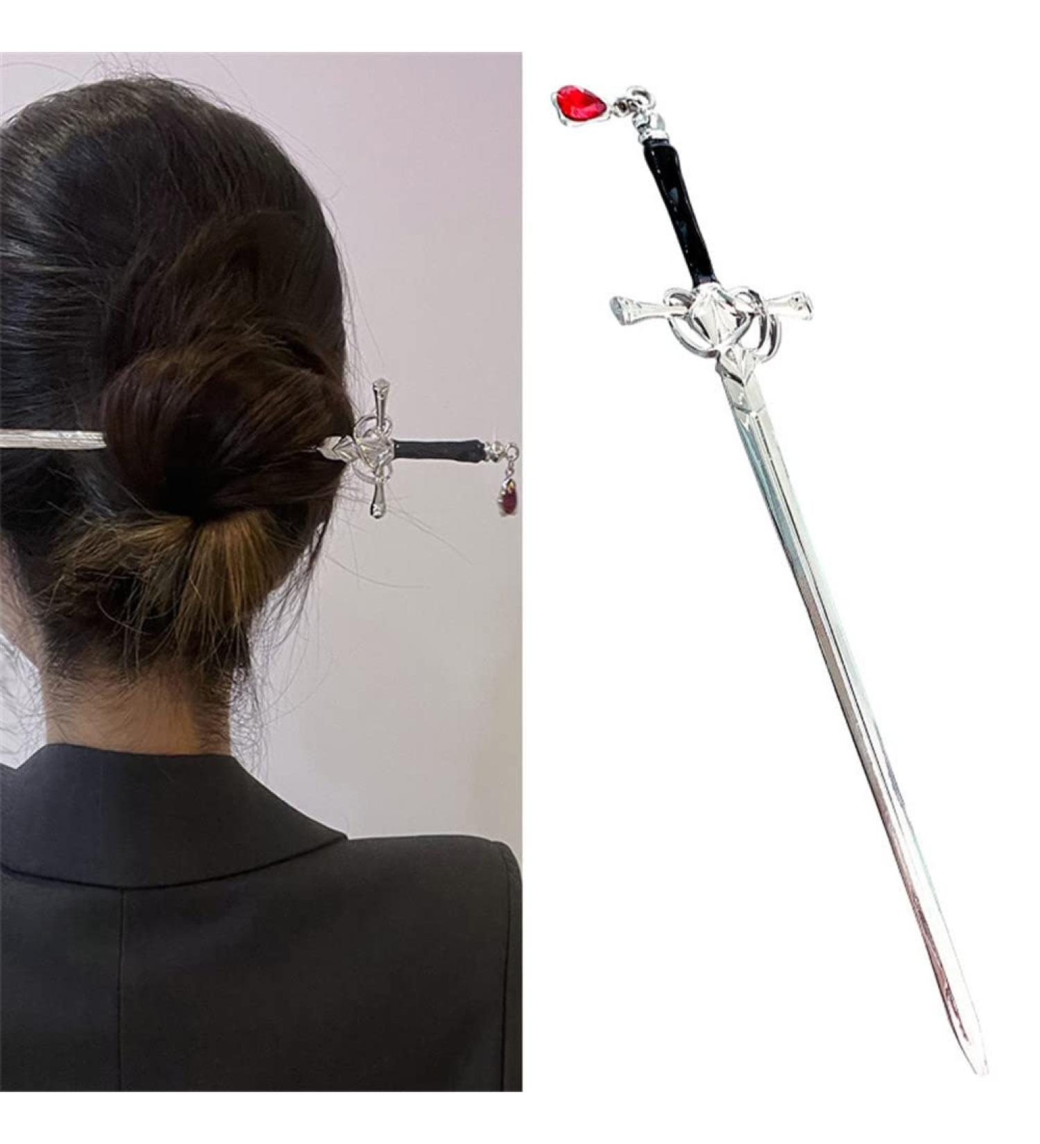 Hair Stick Sword Hairpin Vintage Ruby Pendant Hair Pin Chinese Hair Chopsticks Hair Sticks Hair Chignon Hair Fork Hair Pin Chignon Pin Chopsticks Hair Styling Accessories for Women - Buy Online on GoSupps.com