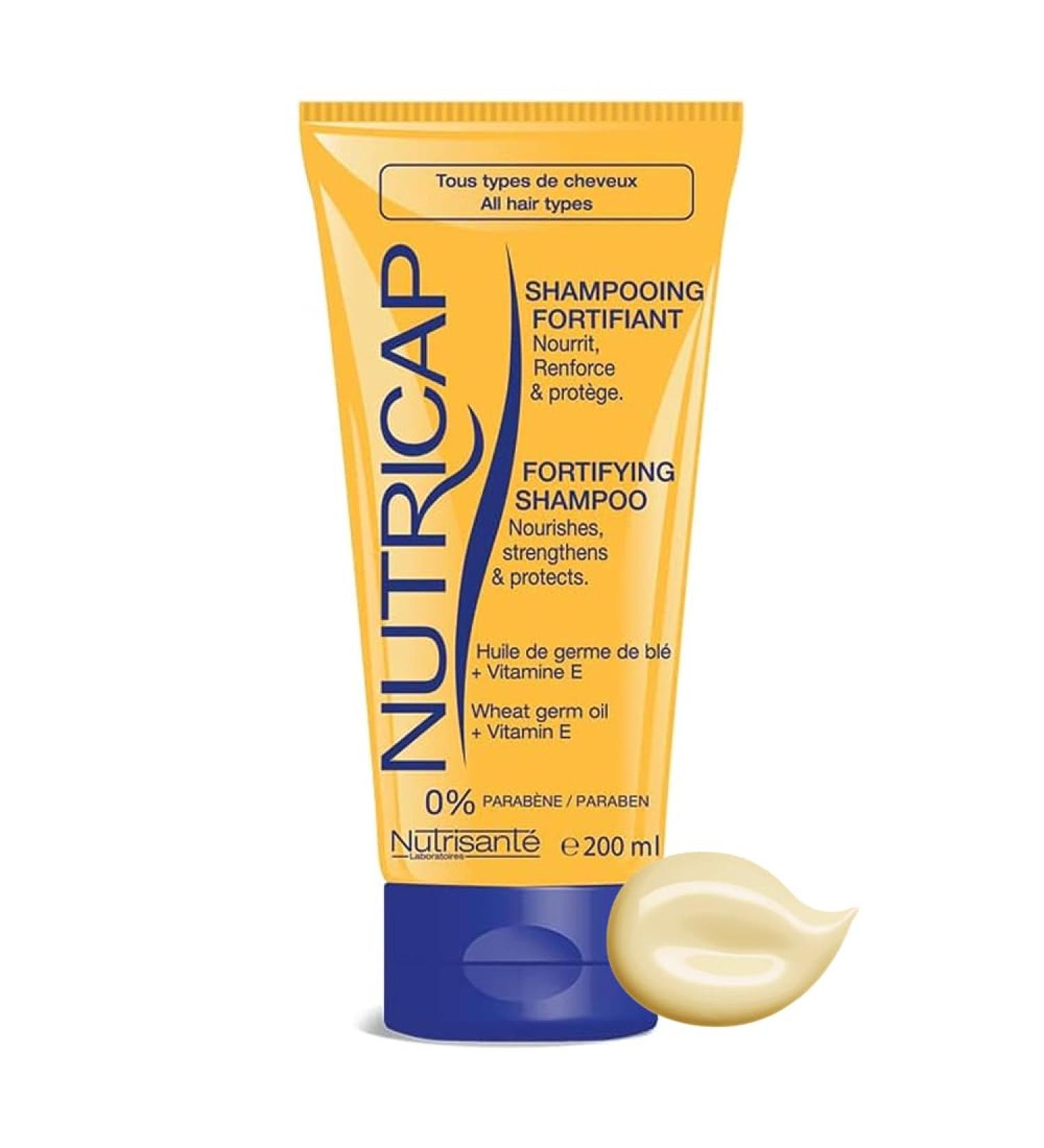 NUTRISANTE Nutricap Fortifying Shampoo All Hair Type - Softness Shine Flexibility - All Natural - Nourishing Wheat Germ Oil Vitamin E - Paraben Free - Sulfate Free - 200ml - 2 Months Solo - Buy Online on GoSupps.com