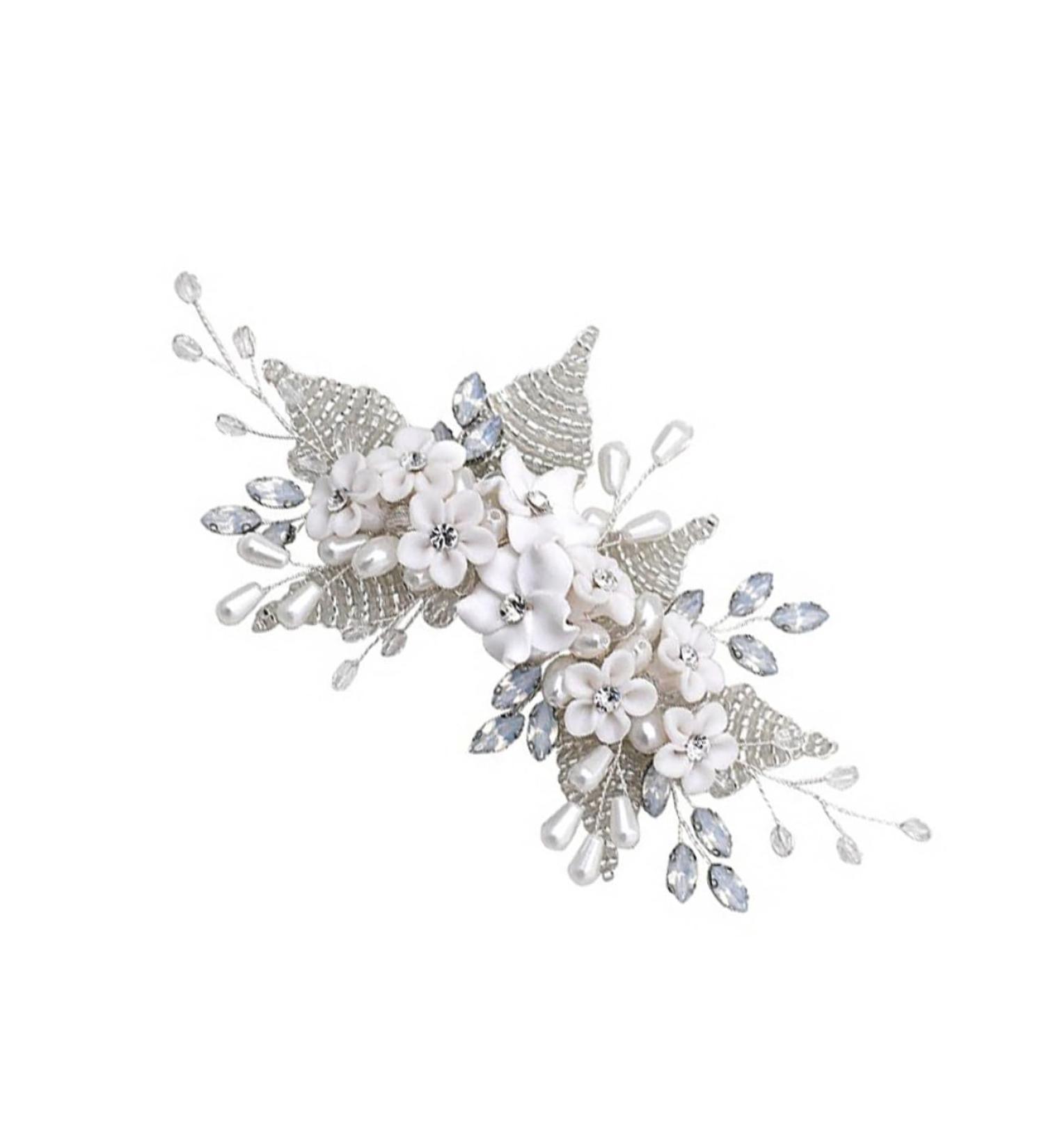 Angoily 1pc Bridal Headwear Chinese Decor Wedding Hair Clip Silver Rhinestones Bridal Hair Clip Tiara Flower Hair Comb Headdress Bride Hair Accessories Crystal Pearl Flowers - Buy Online on GoSupps.com
