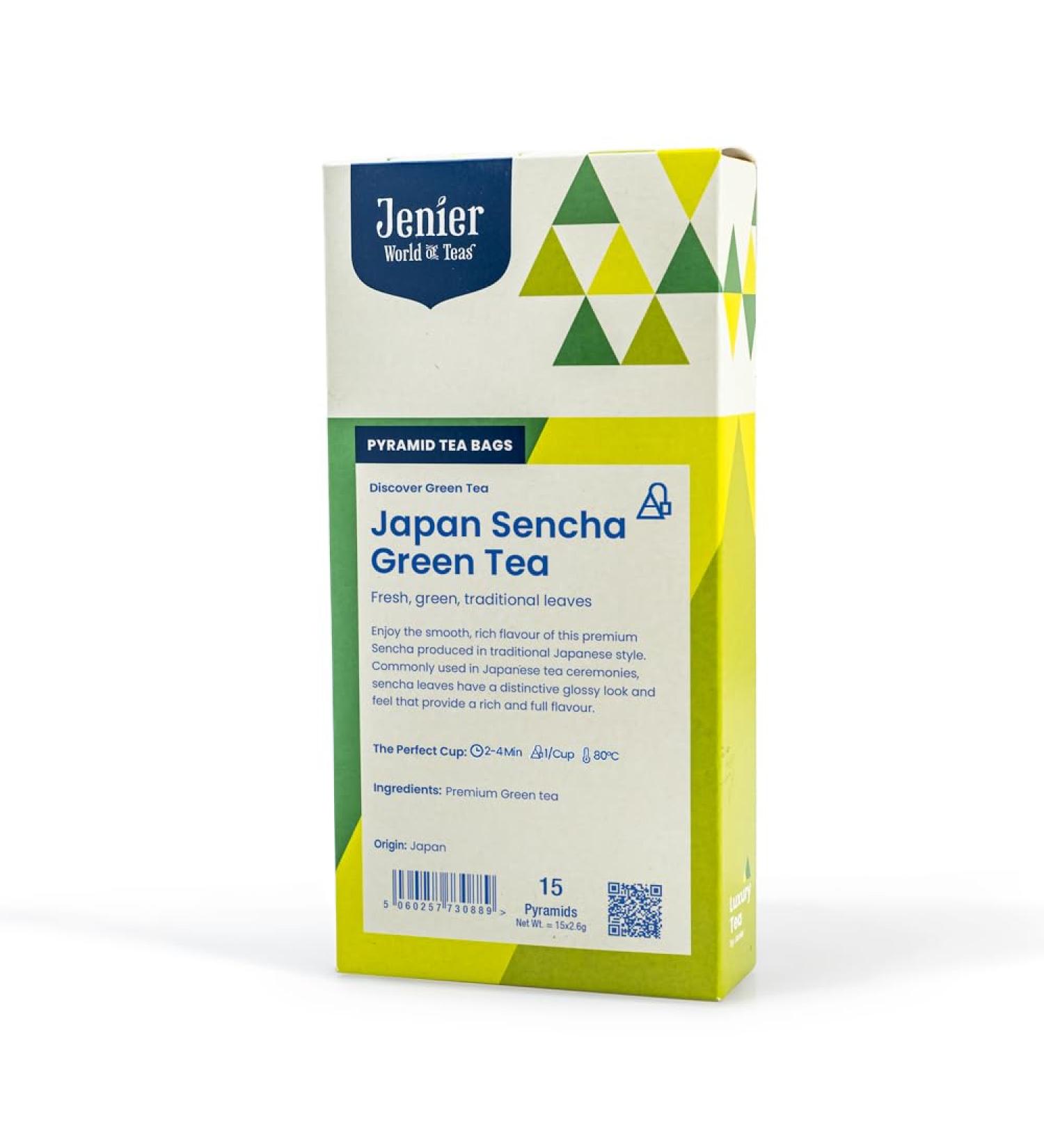 Japanese Sencha Green Tea -15 Biodegradable Pyramid Tea Bags - Buy Online on GoSupps.com
