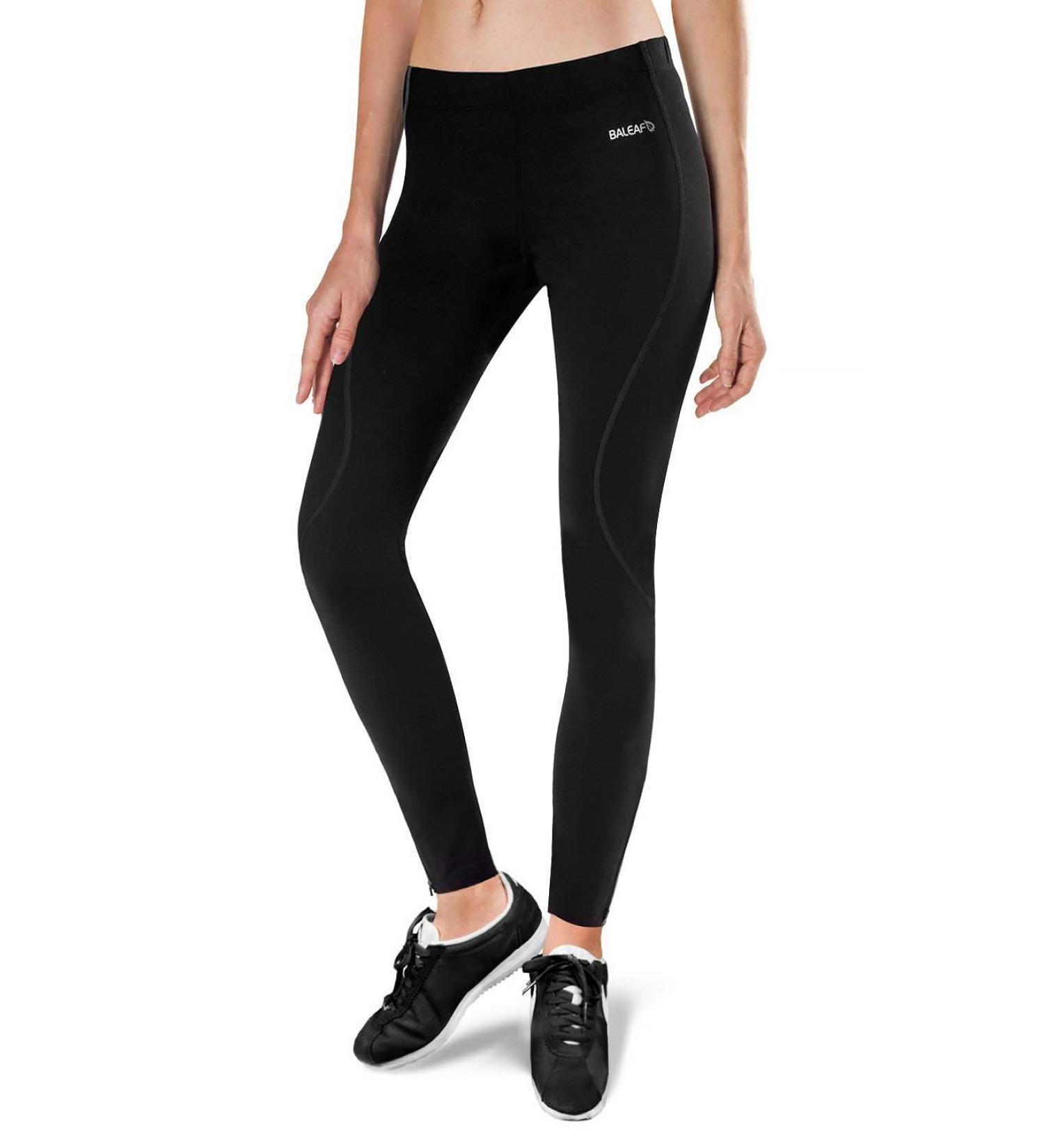 BALEAF Thermal Leggings for Women - Lined Winter Sports Long Running & Cycling Pants with Zipper - M Black-2 | International Shipping Available - Buy Online on GoSupps.com