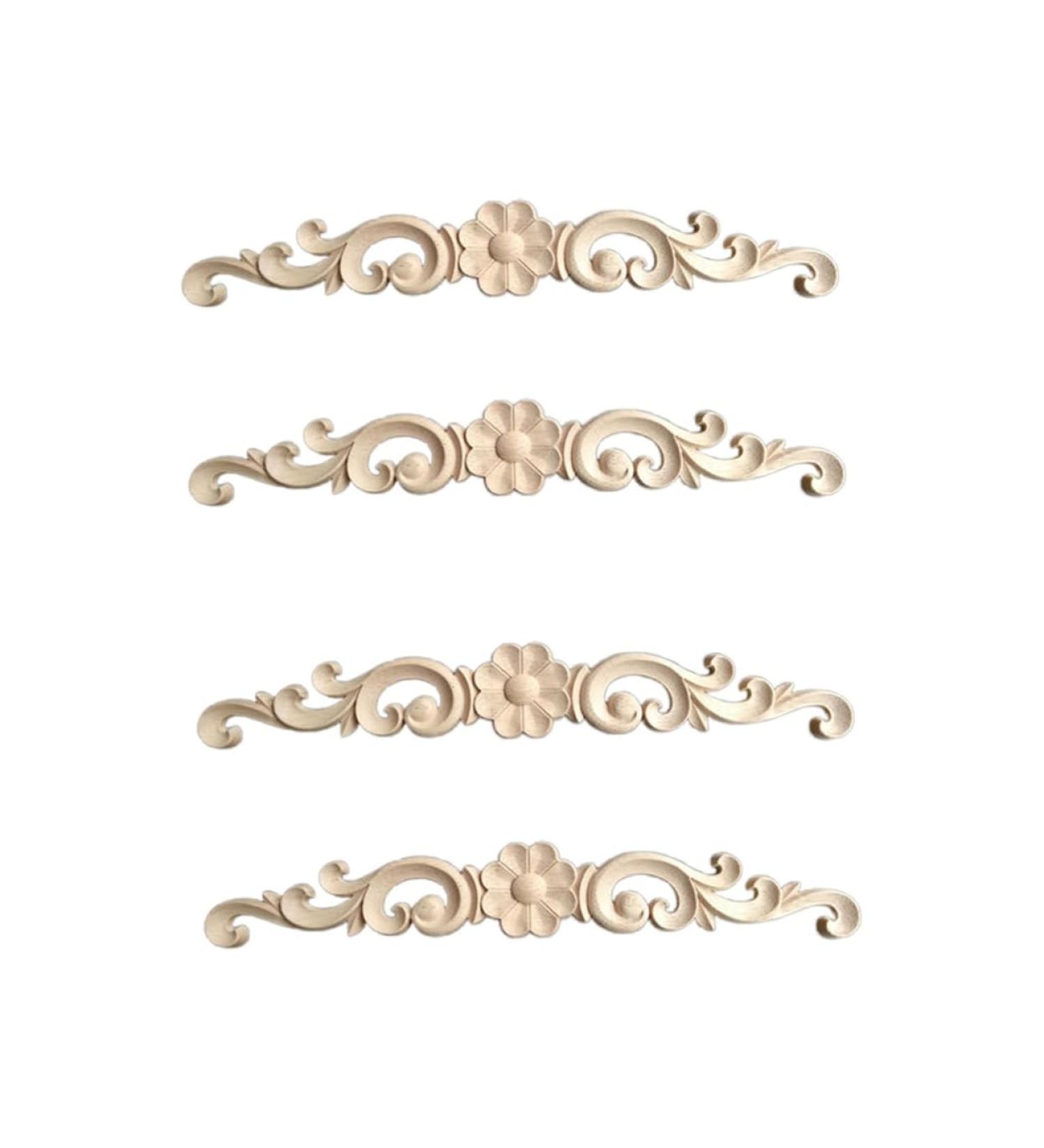 Angoily Carved Onlay Wall Decals 4 pcs Wood Appliques Corner Furniture unpainted Frames Wood Furniture Wood Flower White Embryo Furniture Appliques Onlays Corner Onlay - Buy Online on GoSupps.com
