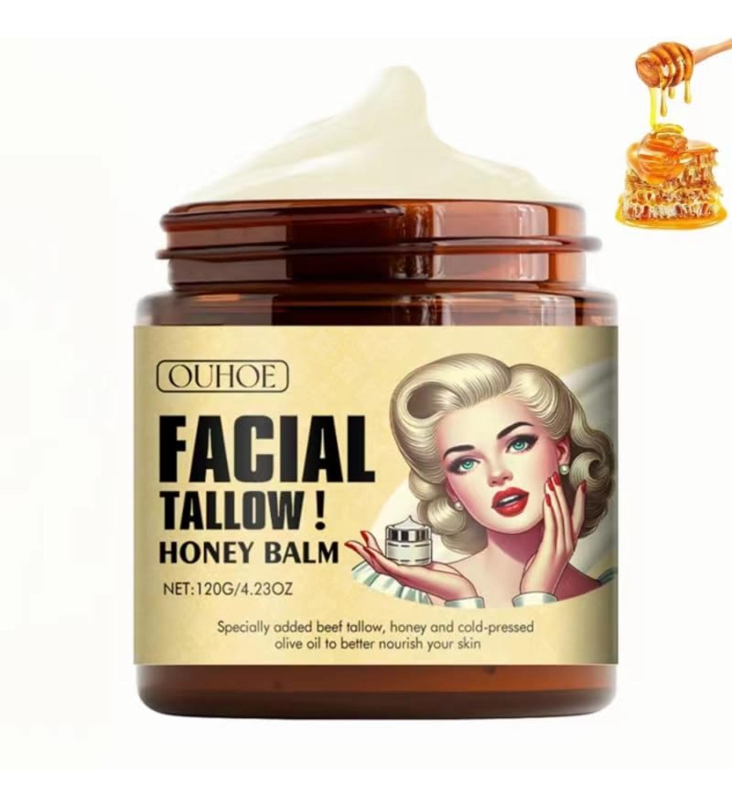 Whipped Beef Tallow & Honey Balm - 4oz Organic Face Cream Body Lotion & Lip Balm | Grass Fed & Finished - Buy Online on GoSupps.com