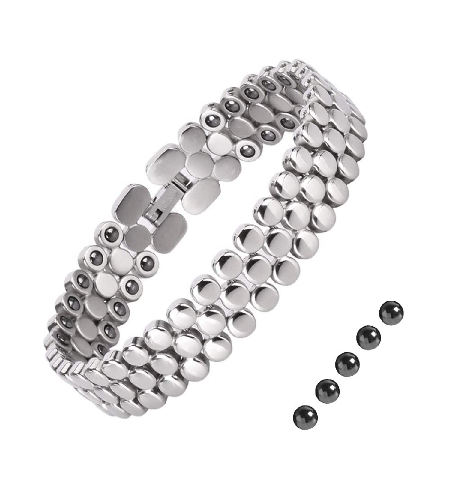 Jeroot Titan Magnet Hard Band Bracelet for Women - 4mm Zirconia & Size Adjustment Tool - 3500 Gauss Magnetic Therapy Gift Box - Perfect for International Shipping - Buy Online on GoSupps.com