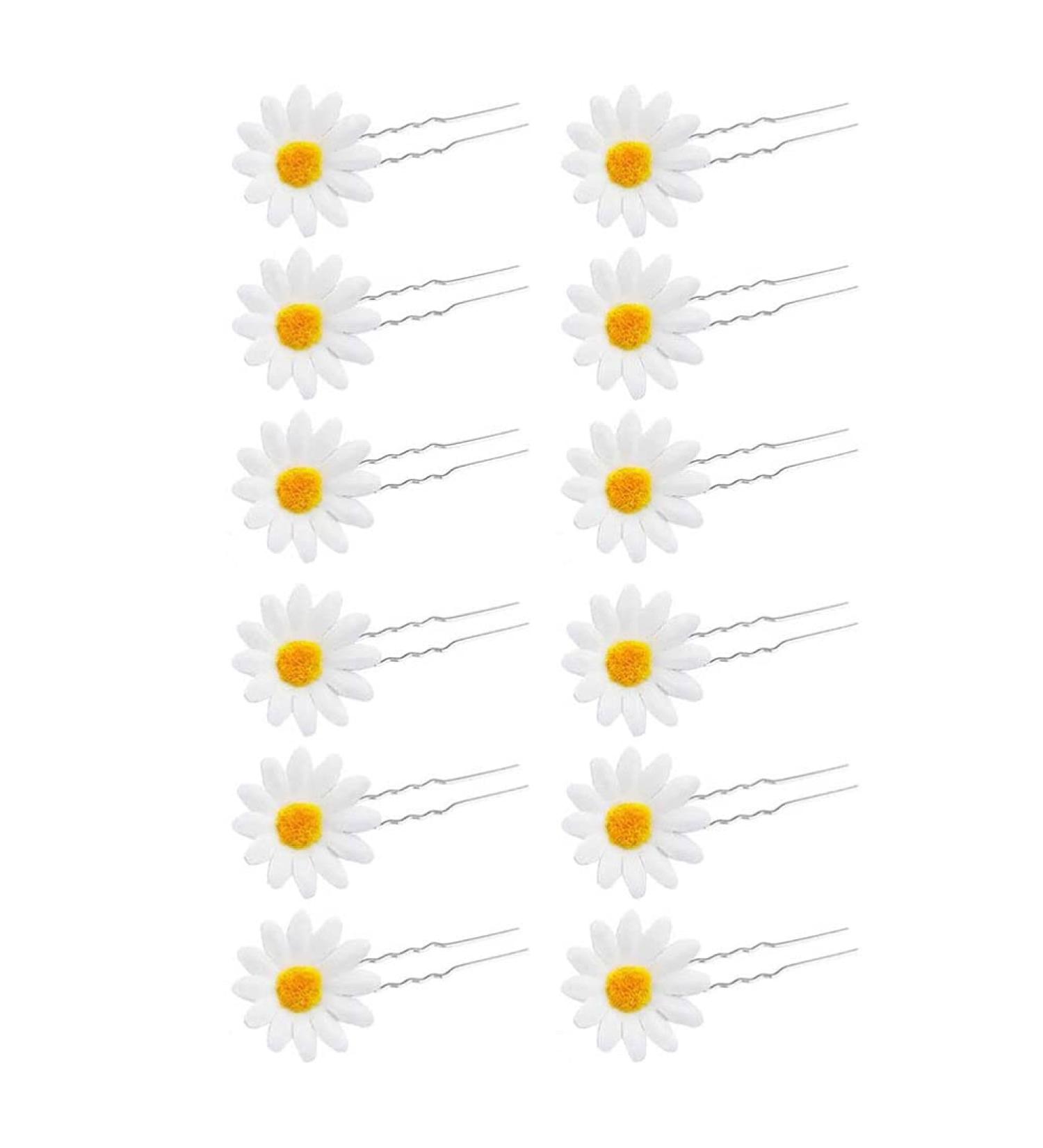 FRCOLOR Daisy Hair Clips 12Pcs - Bridal Floral Bobby Pins for Wedding Beach Party - Buy Online on GoSupps.com