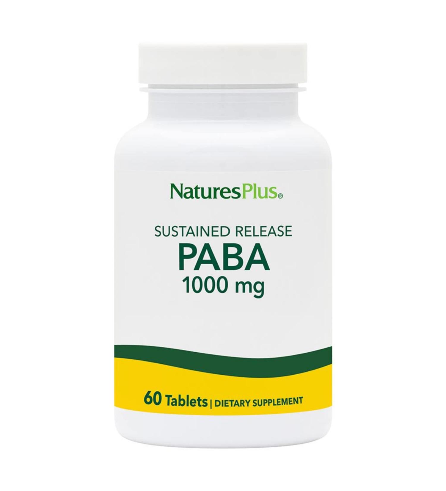 NaturesPlus PABA 1000mg Sustained Release Tablets - Skin Health & Energy Support - 60 Vegetarian Servings - Buy Online on GoSupps.com