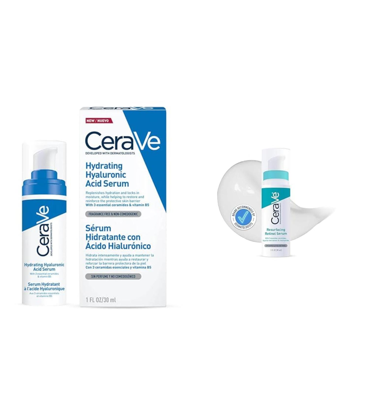 CeraVe CeraVe: Anti-Mark Retinol Serum for Acne & PIH Brands with Ceramides (30ml) + Hydrating Serum with Hyaluronic Acid & Ceramides - All Skin Types (30ml)