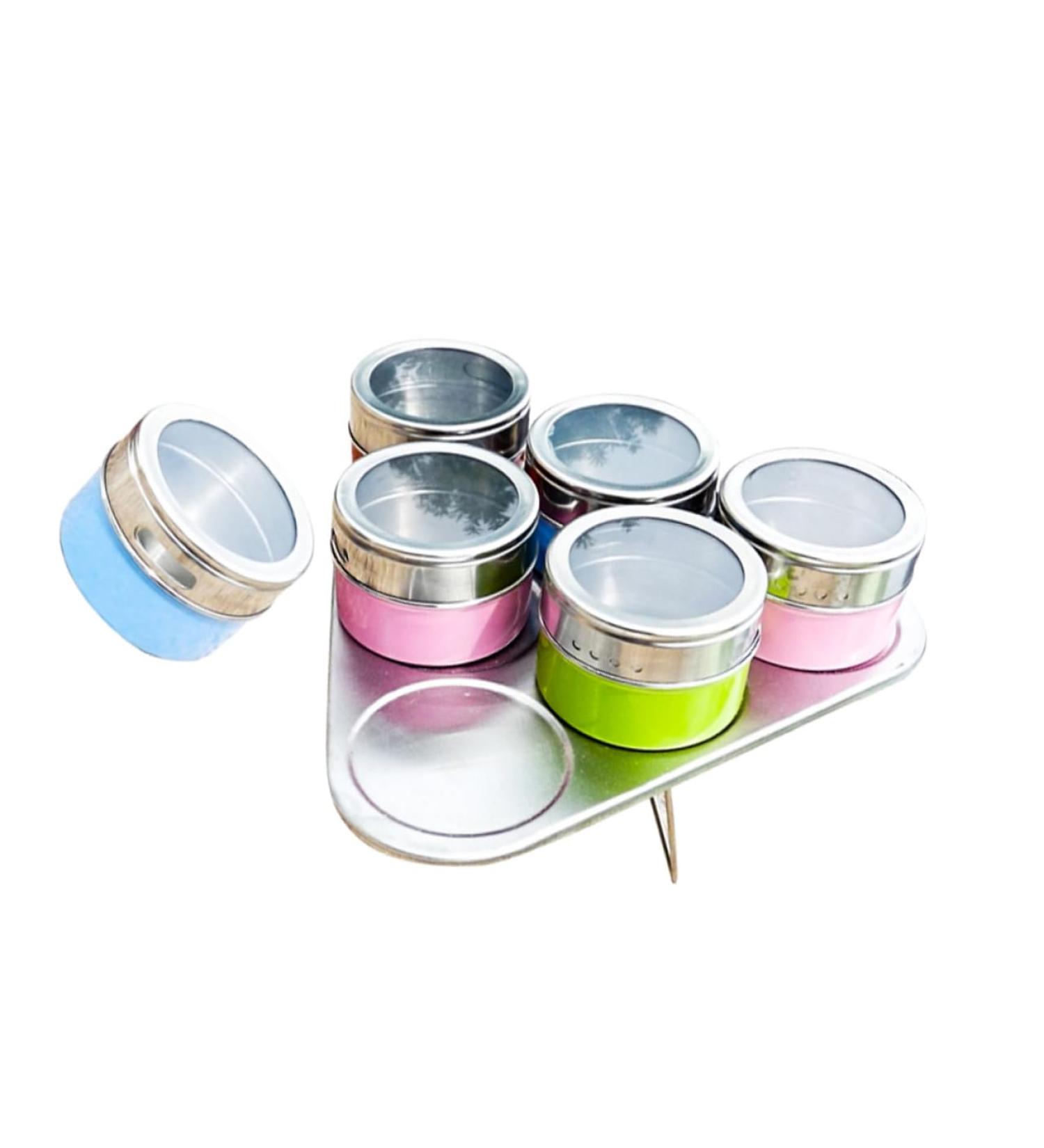 Zerodeko 6pcs Dispenser Container Seasoning Pots Steel Bottle Spice Cans Spice Jar Spice Box Visible 6.3*6.3CM As Shown - Buy Online on GoSupps.com