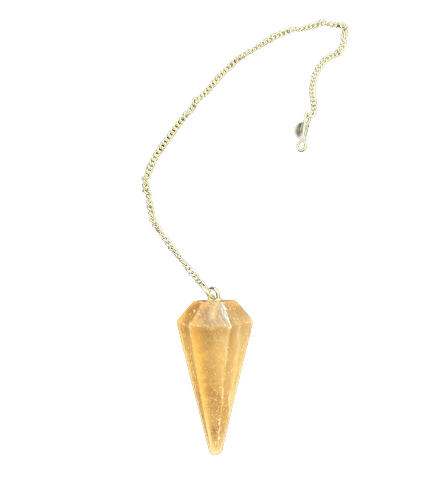 Buy Authentic Selenit Orange Crystal Pendulum - Hexagonal Vintage for Chakra Healing & Meditation - Free International Shipping - Buy Online on GoSupps.com