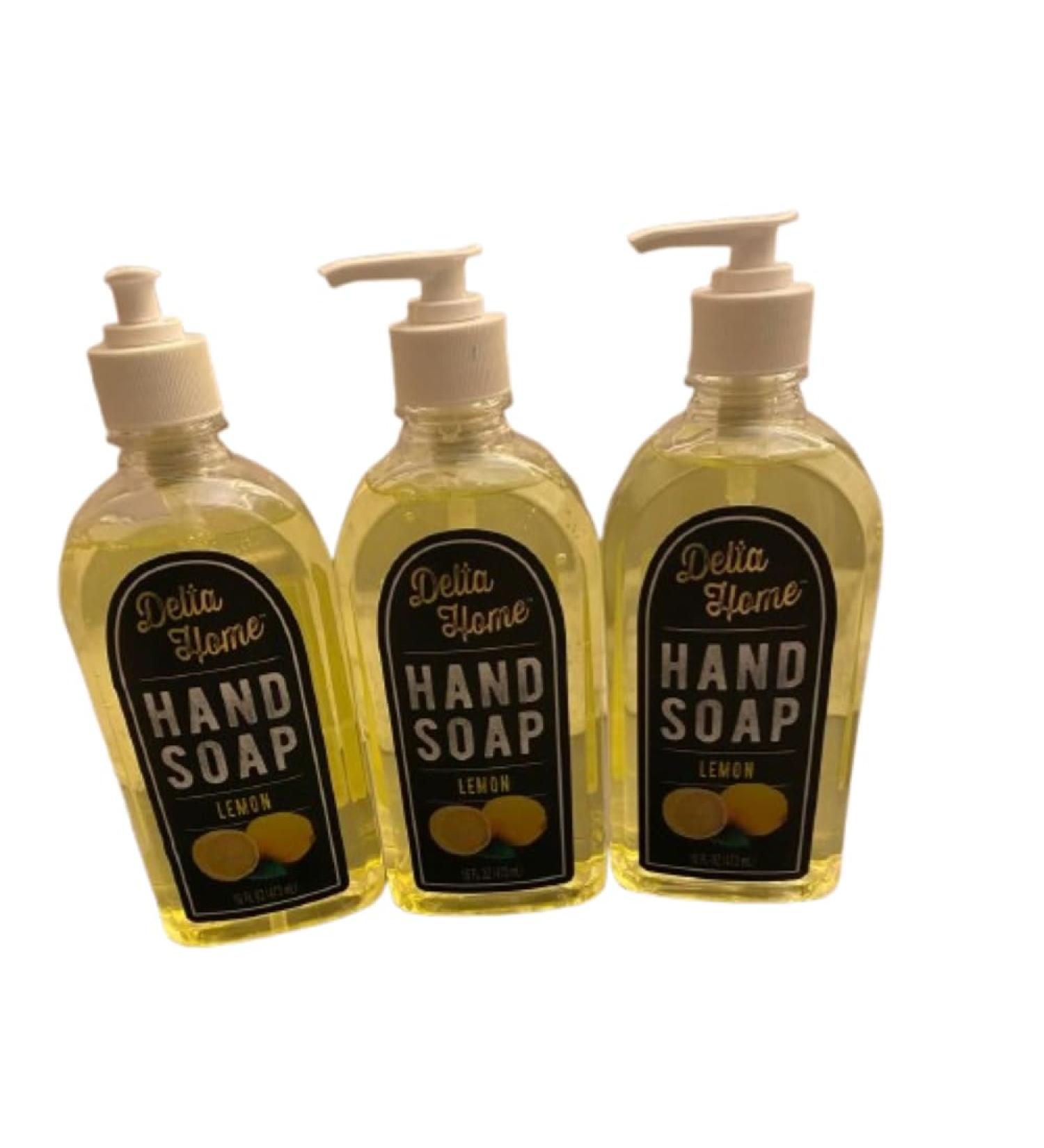Delta Home Lemon Hand Soap 16 fl oz Pump Bottle Fresh Lemon Scent Liquid Hand Wash for Kitchen & Bathroom Pack of 3
