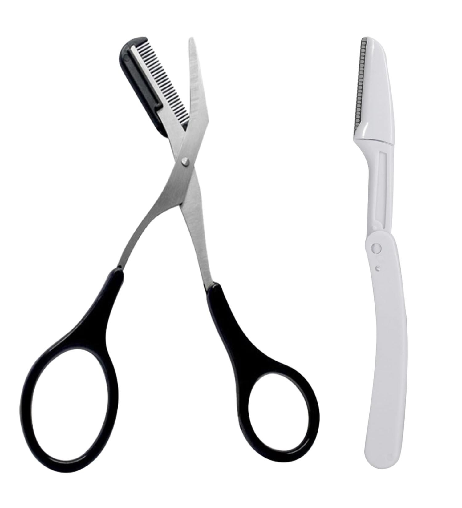 Eyebrow Trimmer Scissors Professional Eyebrow Trimmer Scissors Professional Precision Trimmer Eyebrow Trimmer Scissors with Mini Comb Eyebrow Scissors with 1 Eyebrow Razors