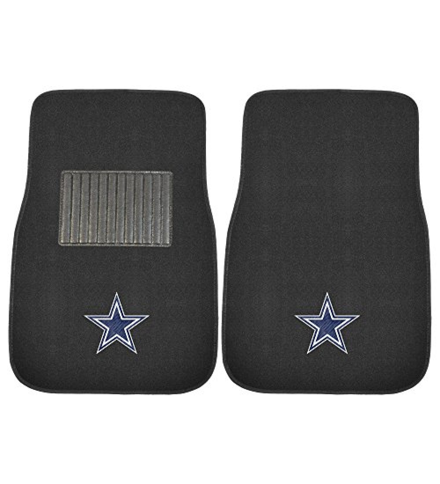 FANMATS NFL Unisex-Adult 2-Piece Embroidered Team Logo Car Mat Set Dallas Cowboys One Size Black