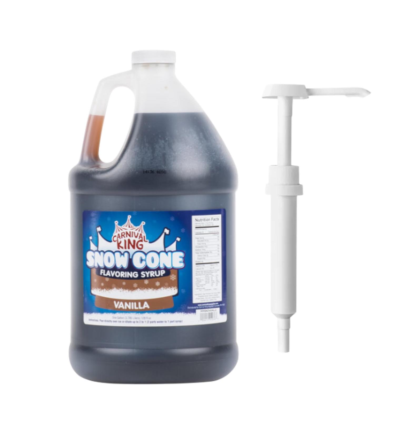 ZippySweets - Vanilla Flavour Snow Cone Syrup with Complimentary Pump 1 Gallon Perfect for Shaved Ice Treats Makes up to 128 Snow Cones Delicious Shaved Ice Syrup for Parties and Fun - Buy Online on GoSupps.com