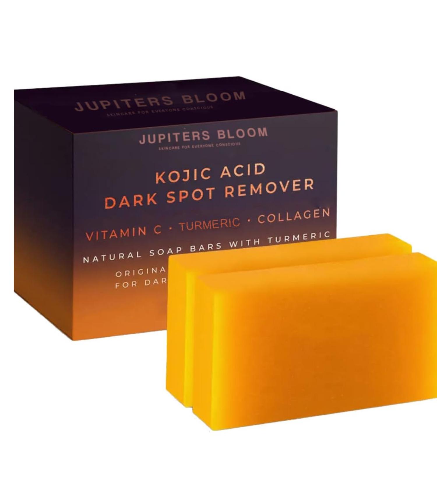 JUPITERS BLOOM Kojic Acid Dark Spot Remover Soap Bars - 2 Pack with Vitamin C Collagen Retinol & Turmeric - Original Japanese Formula - Buy Online on GoSupps.com