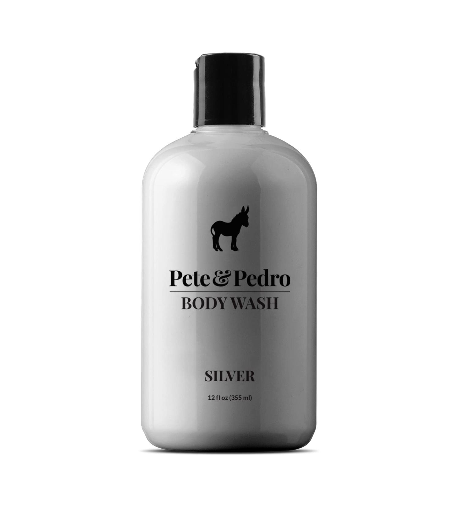 Pete & Pedro SILVER BODY WASH For Men & Women - Fresh Cool Water Scented Moisturizing Men's Shower Bodywash | Has Activated Charcoal & Helps With Dry Skin | As Seen on Shark Tank  12 oz. d) Silver Body Wash - Buy Online on GoSupps.com