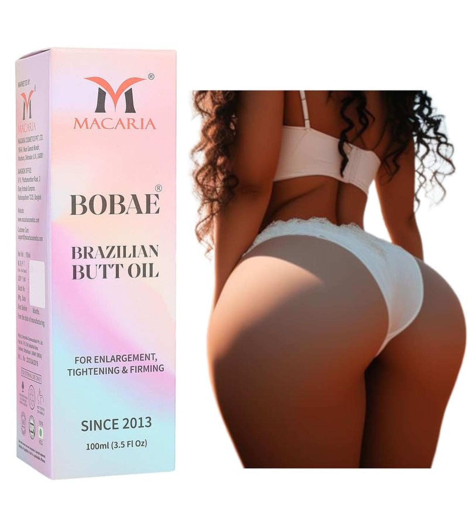 MACARIA Bobae Brazilian Butt Oil | Booty Tightening Shape & Size up Toning Cream Quick Growth Lifting & Firming Hips Enhancement Gel for bigger bum for Women enlargement cream for quick growth - Buy Online on GoSupps.com