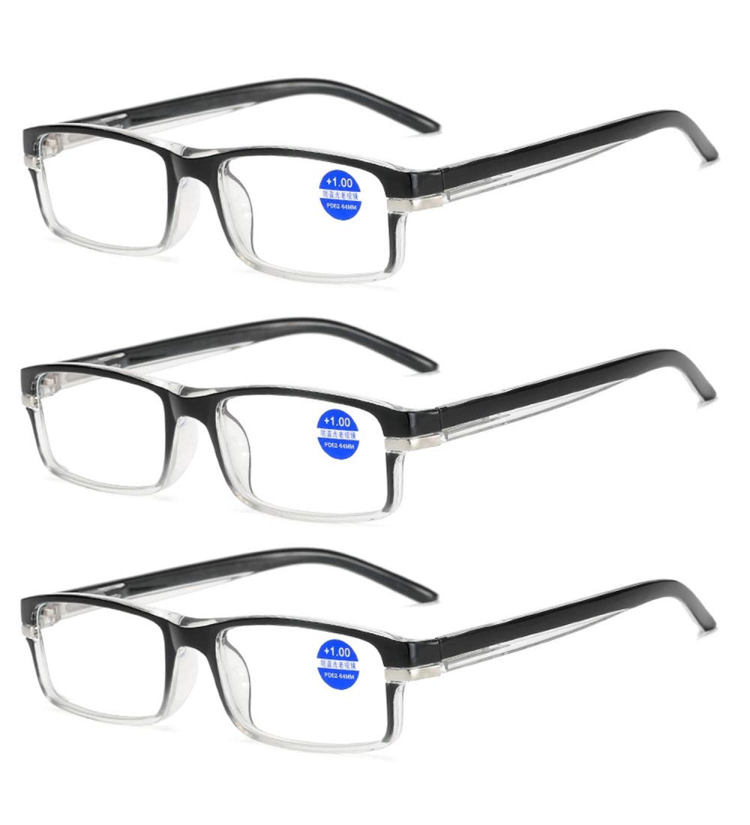 Buy 3 Pack Blue Light Blocking Glasses - Computer & Reading Glasses for Men & Women - Spring Hinge - Stylish Mix Colors - Buy Online on GoSupps.com
