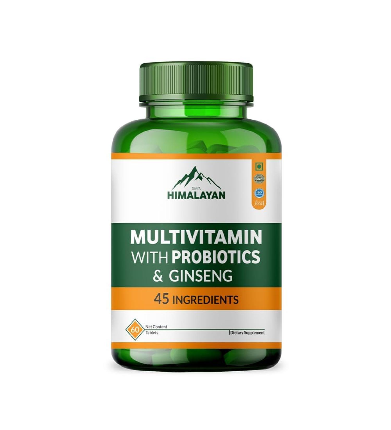 Divya Himalayan Multivitamin Tablets with Probiotics & Ginseng Promote Digestion & Support Immune Health | Whole Food Multivitamin Derivative - 60 Tablets - Buy Online on GoSupps.com