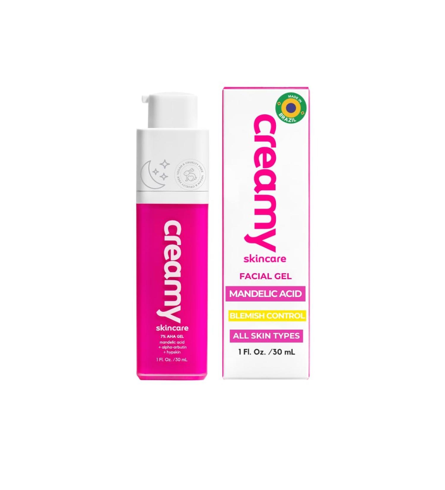 Creamy Skincare Mandelic Gel 7% Exfoliating & Blemish Control Face Gel with Mandelic Acid Alpha-Arbutin Allantoin & Hypskin Gentle Formula 1 fl oz/30mL - Buy Online on GoSupps.com