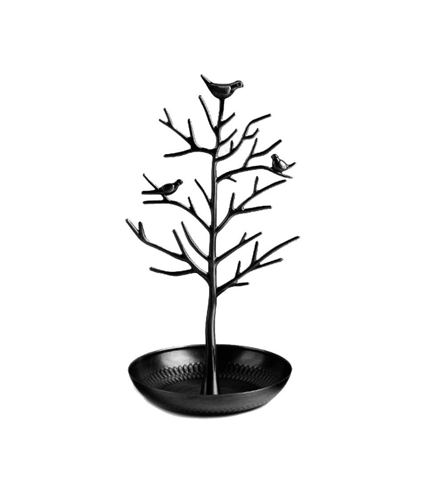 Jewelry Storage Organizer Rack Alloy Bird Money Tree Jewelry Rack Ring Earrings Jewelry Display Rack Jewelry Storage Rack Rack for Holding Jewelry (Color : Black Size : One Size)