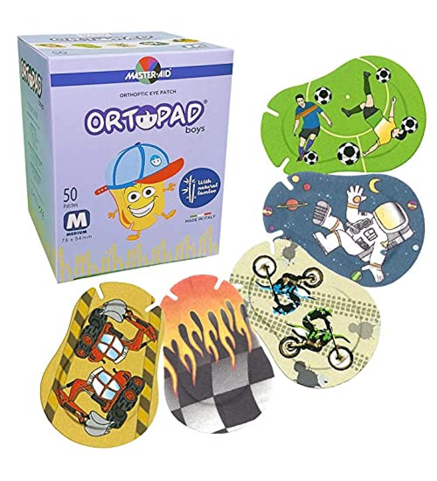 Ortopad Bamboo Boys Eye Patches - Medium Size (2-4 yrs) - Racing Flames | 50/Box - International Shipping Available - Buy Online on GoSupps.com