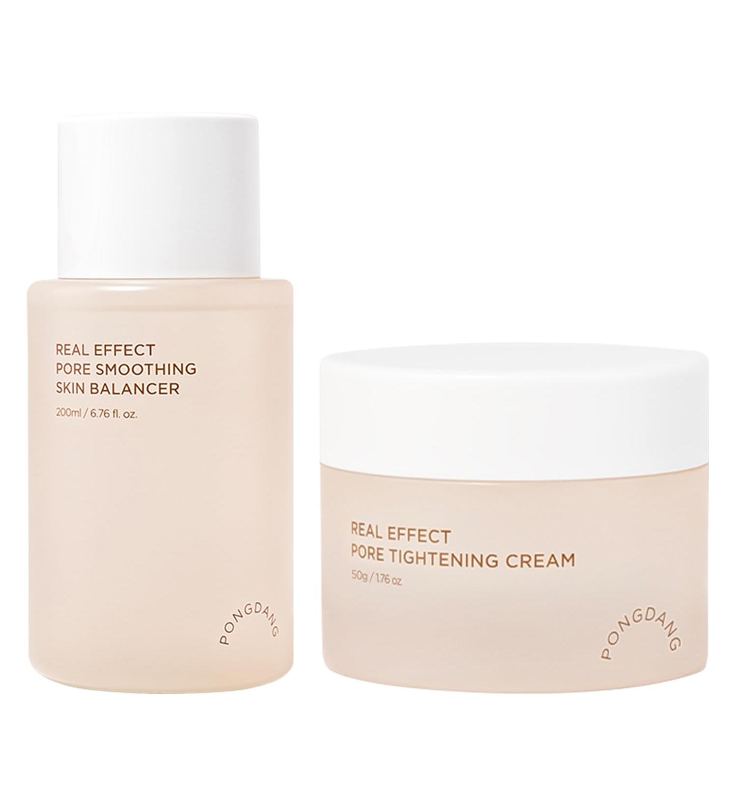 PONGDANG Real Effect Firming Duo for Pore : Pore Smoothing Skin Balancer & Pore Tightening Cream Pore Minimizer Hydrating Peptide Panthenol Niacinamide Korean Skincare - Buy Online on GoSupps.com