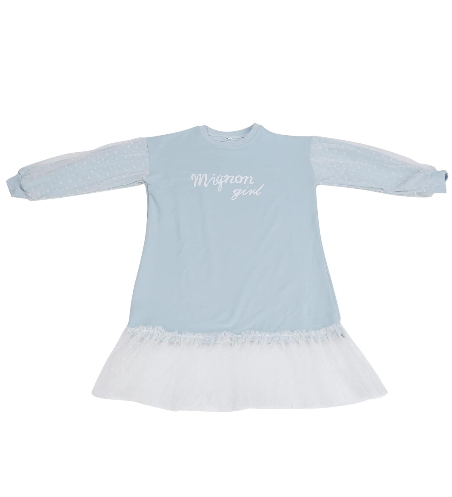 Shanrya Girls Dress - Safe Skin-Friendly Everyday Clothing | Beautiful Letter Printed Dress for School Parties & Home Trips (Light Blue 120cm) - Buy Online on GoSupps.com