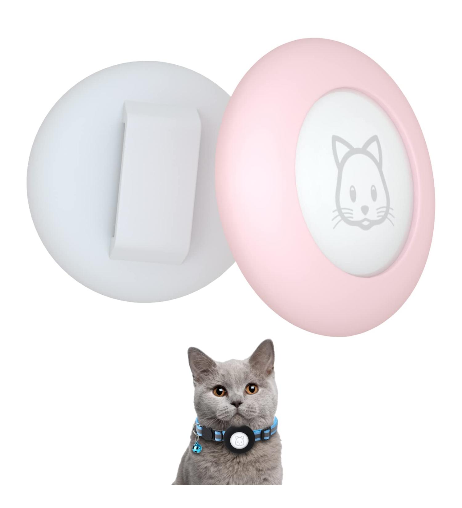 Simplethings 2022 Airtag Cat Necklace Holder - Small Neck Band Compatible with Apple Airtag - 2x Waterproof Protective Covers in Pink & White - Buy Online on GoSupps.com