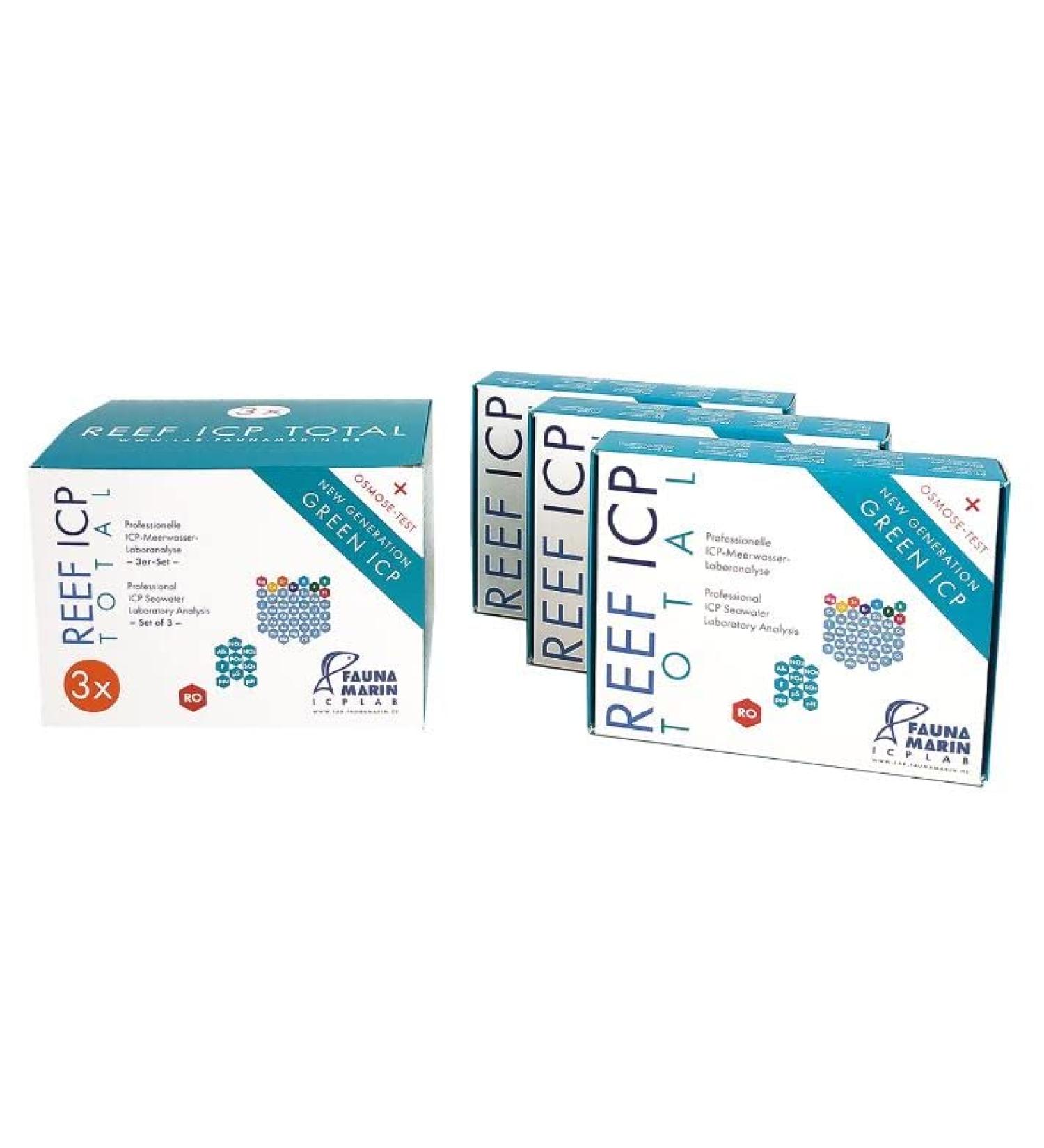 Fauna Marin Reef ICP Total 3-Pack water analysis of the most important macro and trace elements ICP Total 3-Pack