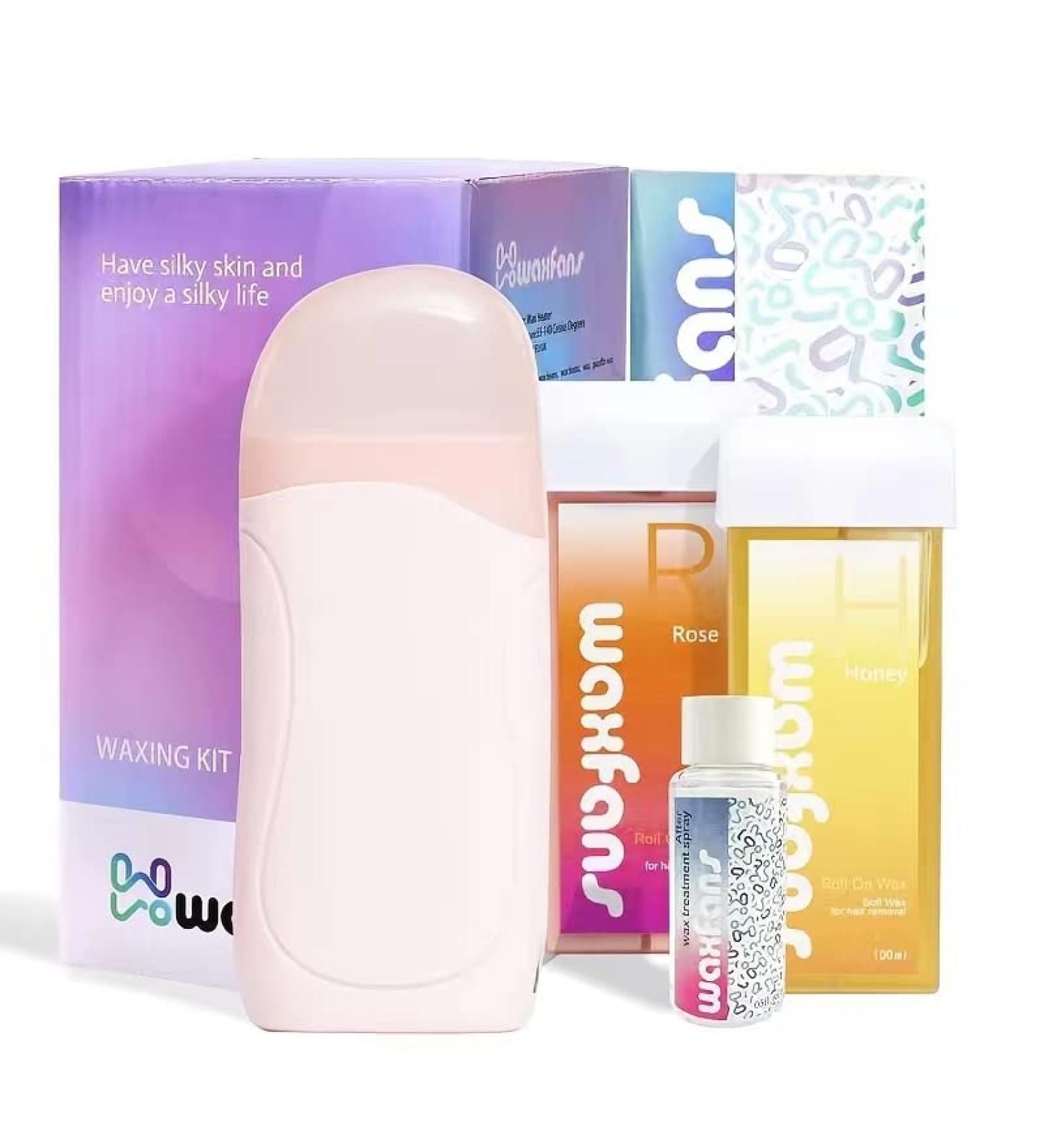 Roll On Wax Kit for Hair Removal - Home Waxing Kit for Women and Men - Ideal for Larger Body Areas - Soft Wax for Sensitive Skin (Pink) - Buy Online on GoSupps.com