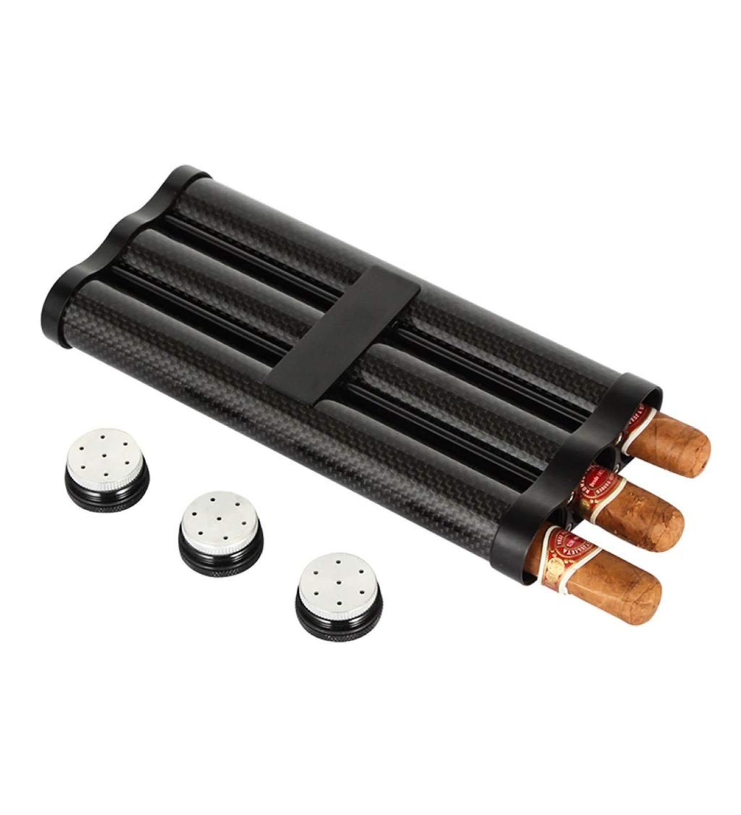 Cigar Box Barware Cigar Tube Moisturizing Tube 3-Position Cigar Tube Portable Cigar Case Carbon Fiber Cigar Box Humidification Tube Outgoing Cigar Tube Portable Business Cigar Box Hand-Polished Fine 2.5*8.6*19.2cm Black - Buy Online on GoSupps.com