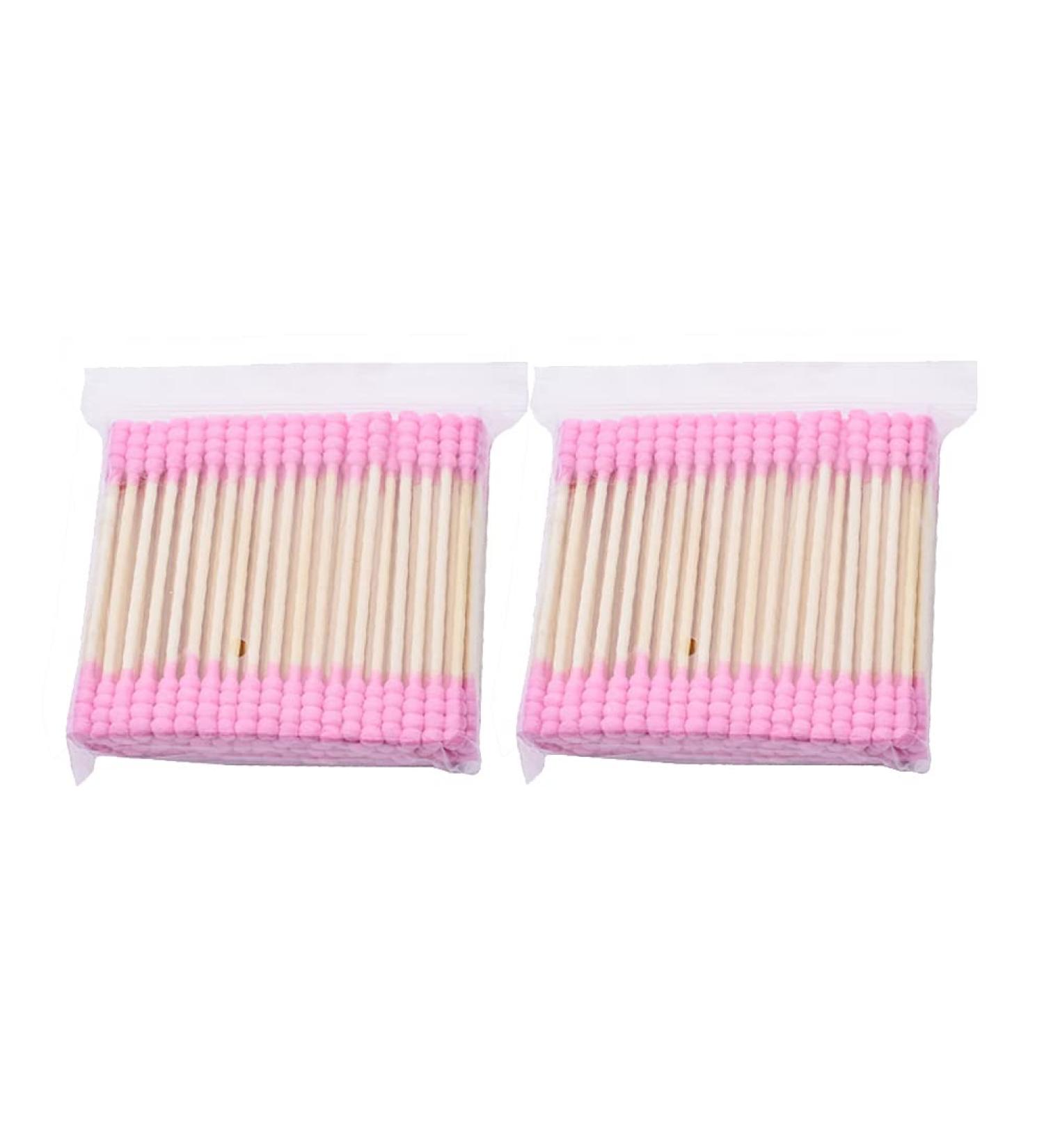 Jihuoo 200pcs Double-Head Cotton Swabs - H lze Handle Ear Cleaning & Makeup Cotton Buds - Pink Quality Cotton Toppers for All Uses - Buy Online on GoSupps.com