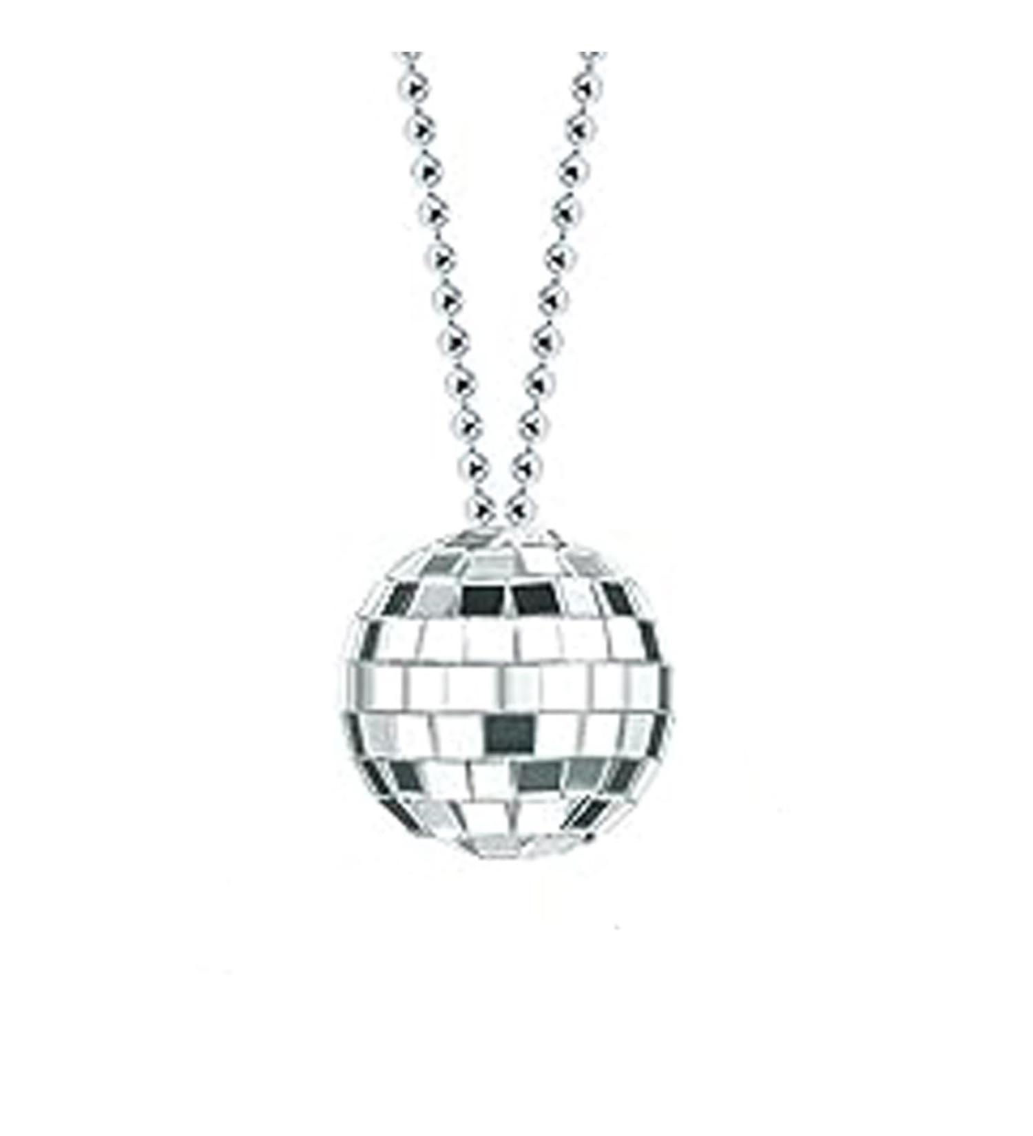 Vsilay 70s Style Mirror Disco Ball Necklace - Vintage Silver Costume Accessory for Women | Trendy eCommerce Shop - Buy Online on GoSupps.com