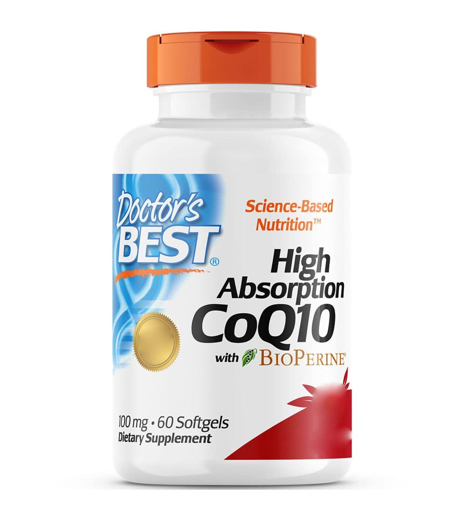 Doctor's Best High Absorption CoQ10 with Bioperine - 100mg Soft Capsules (60 Pieces) | Premium Coenzyme Q10 for Energy & Heart Health - International Shipping - Buy Online on GoSupps.com