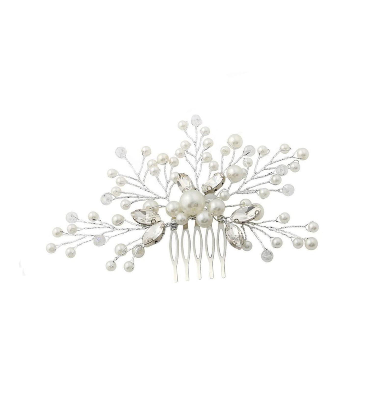 FRCOLOR Hair Comb bridal accessories rhinestone jewelry pearl headpiece bridal headpiece headdress accessories white comb bride European and American Hair Jewelry - Buy Online on GoSupps.com
