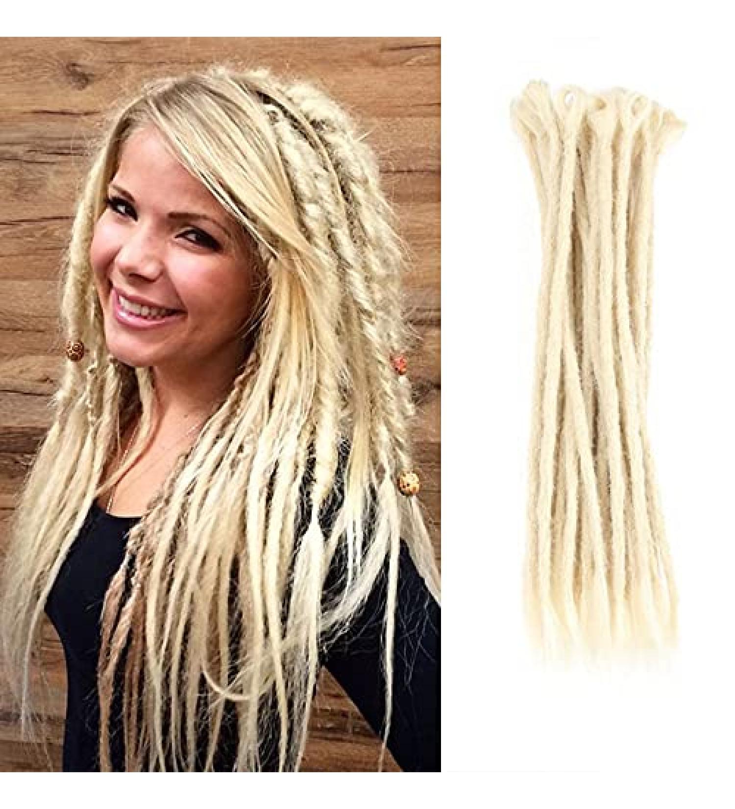 Plenday 22 Inch 20 Strands Dreadlock Crochet Braids in 613# - Handmade Synthetic Hair Extensions for Women and Men | Reggae Hip-hop Goddess Locs - Buy Online on GoSupps.com